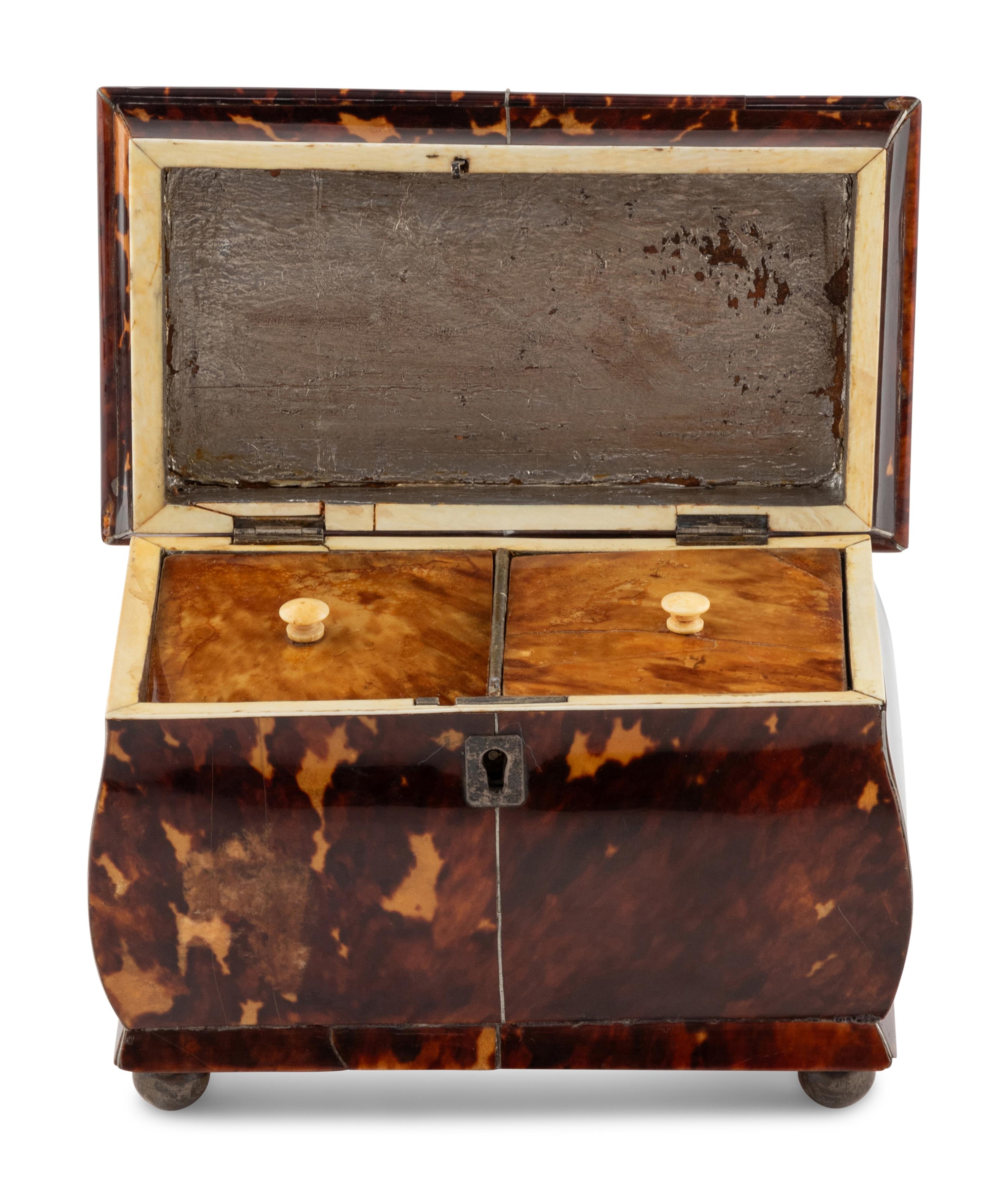 A Regency Tortoise Shell Tea Caddy