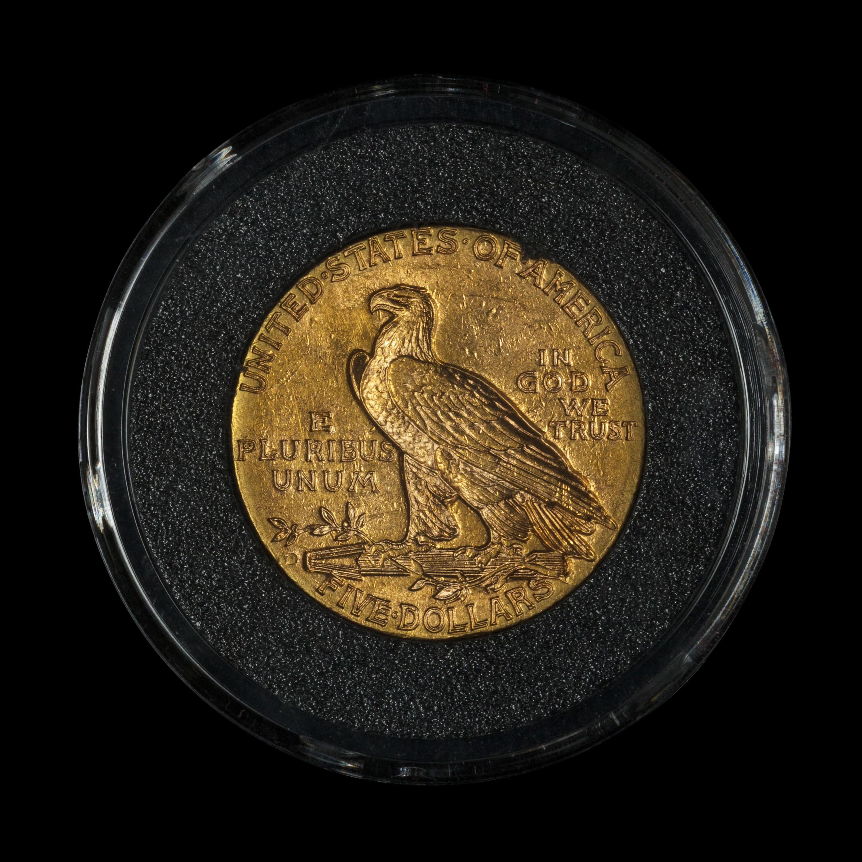 A 1909-D Indian Head $5 Gold Coin