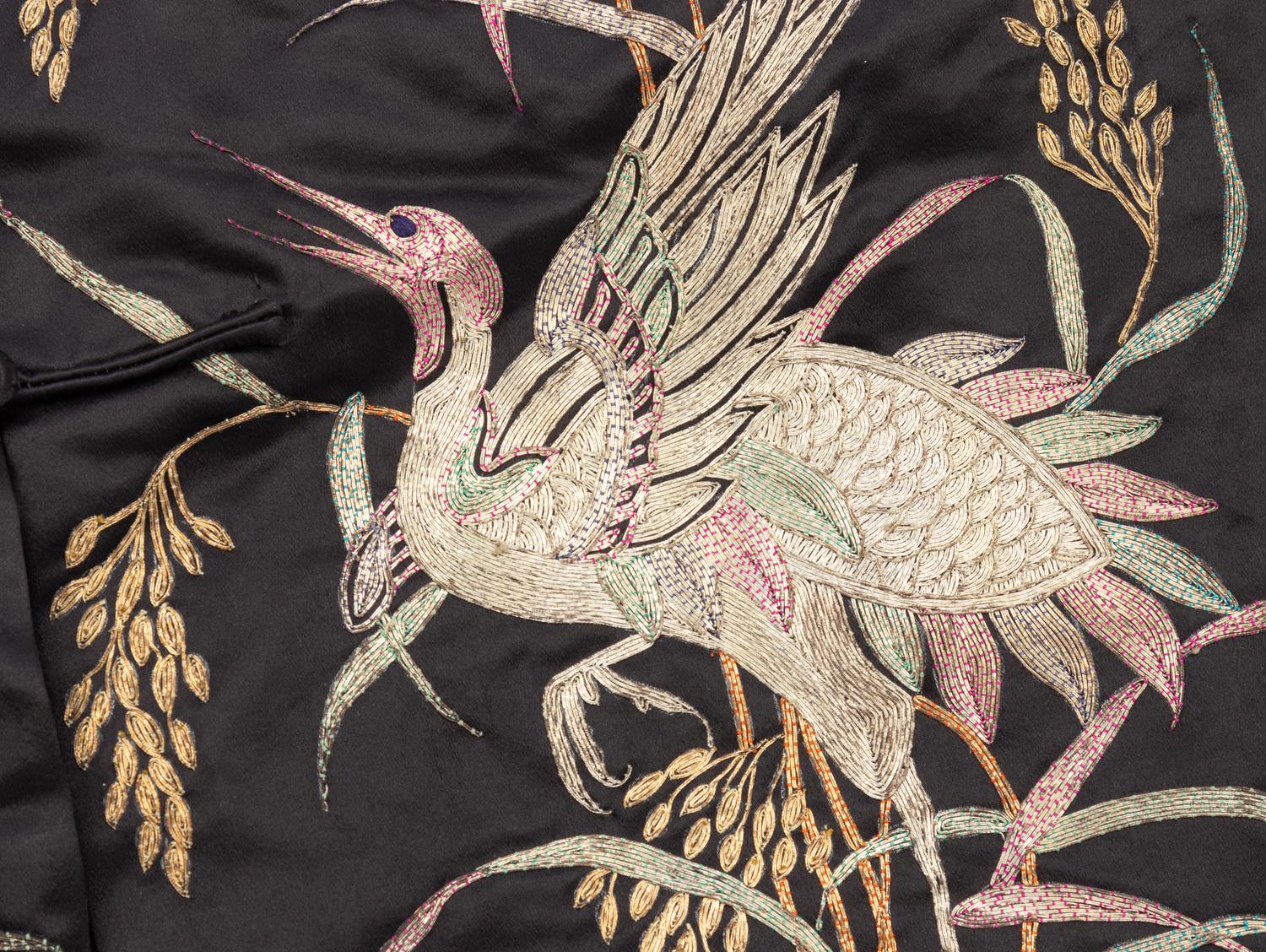 A Set of Embroidered Silk Wedding Gown