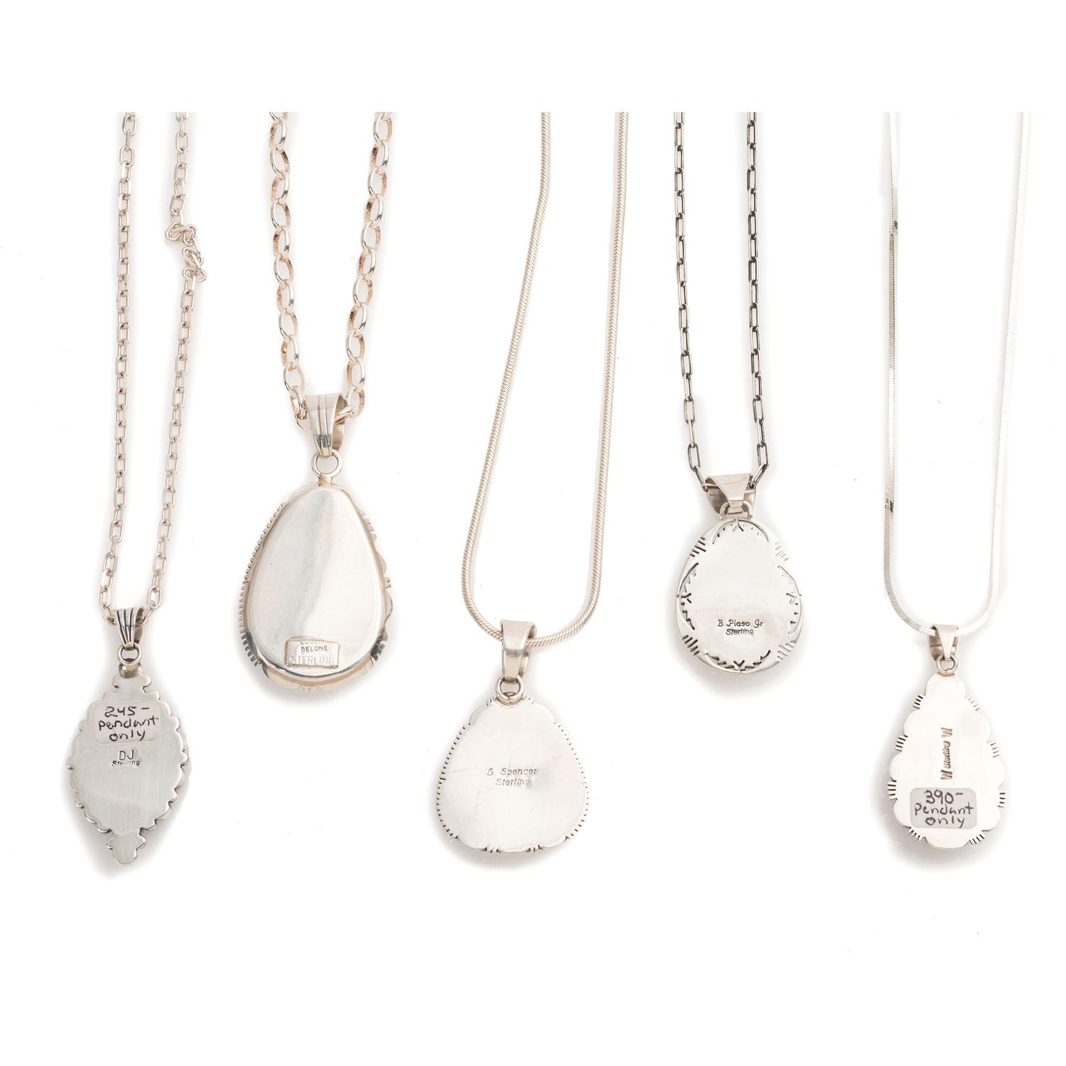 Navajo Sterling Silver Pendants with Inlay