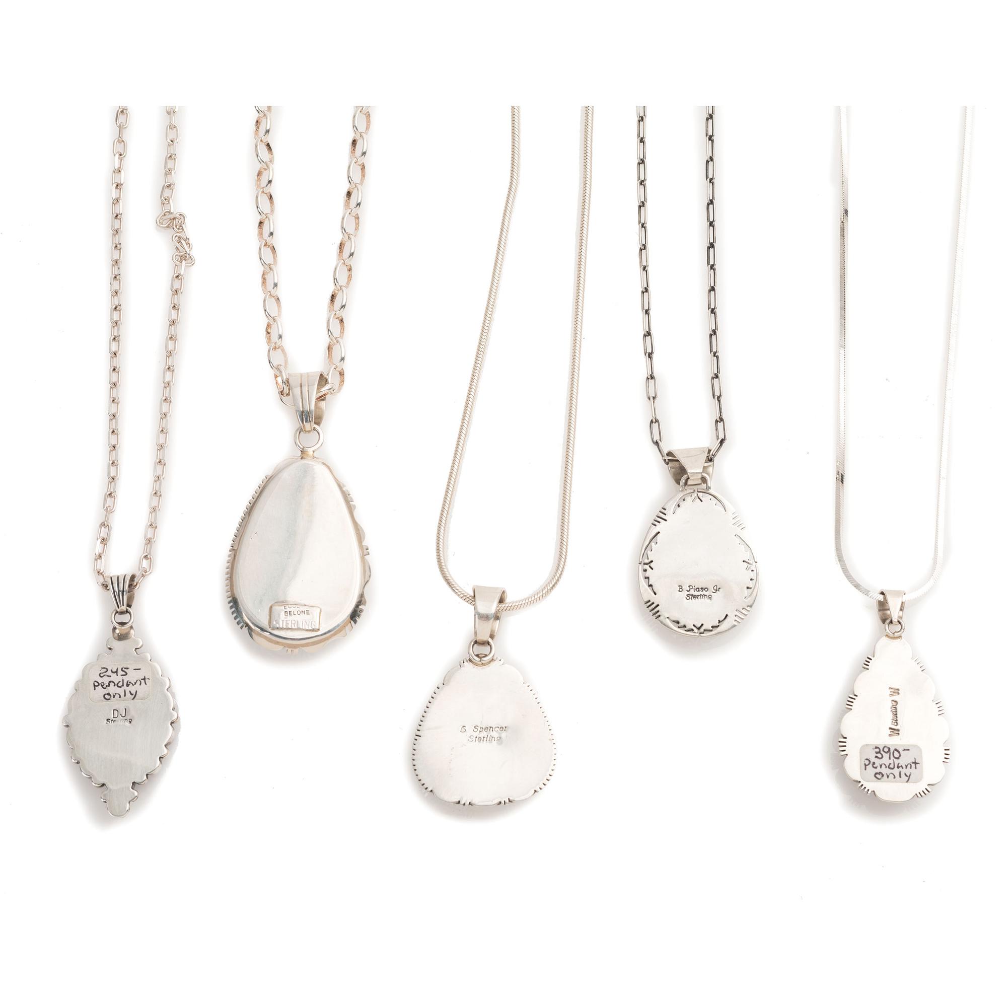 Navajo Sterling Silver Pendants with Inlay