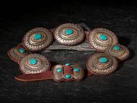 Large Sterling Silver and Turquoise Concha Belt