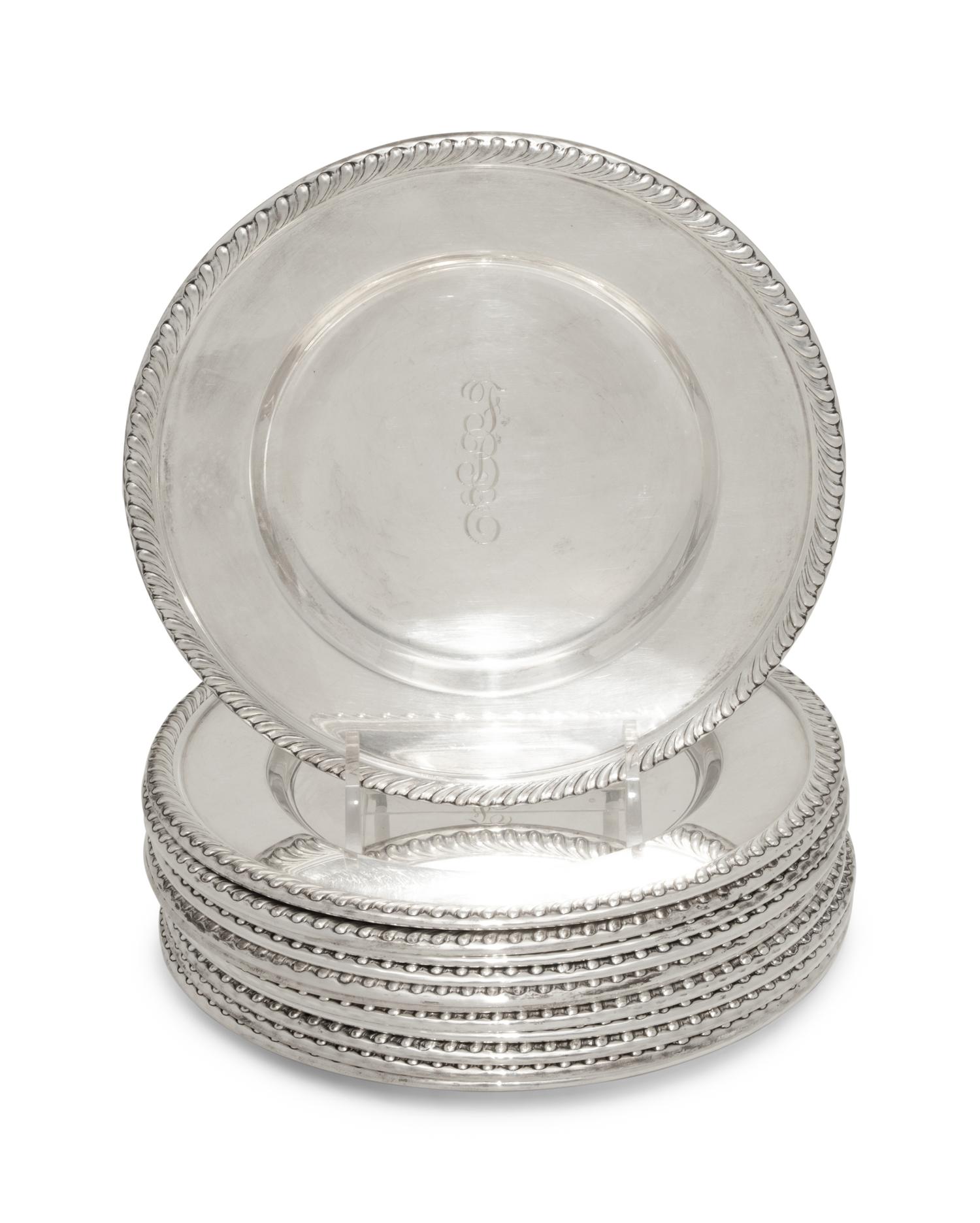 A Set of Twelve American Silver Bread Plates