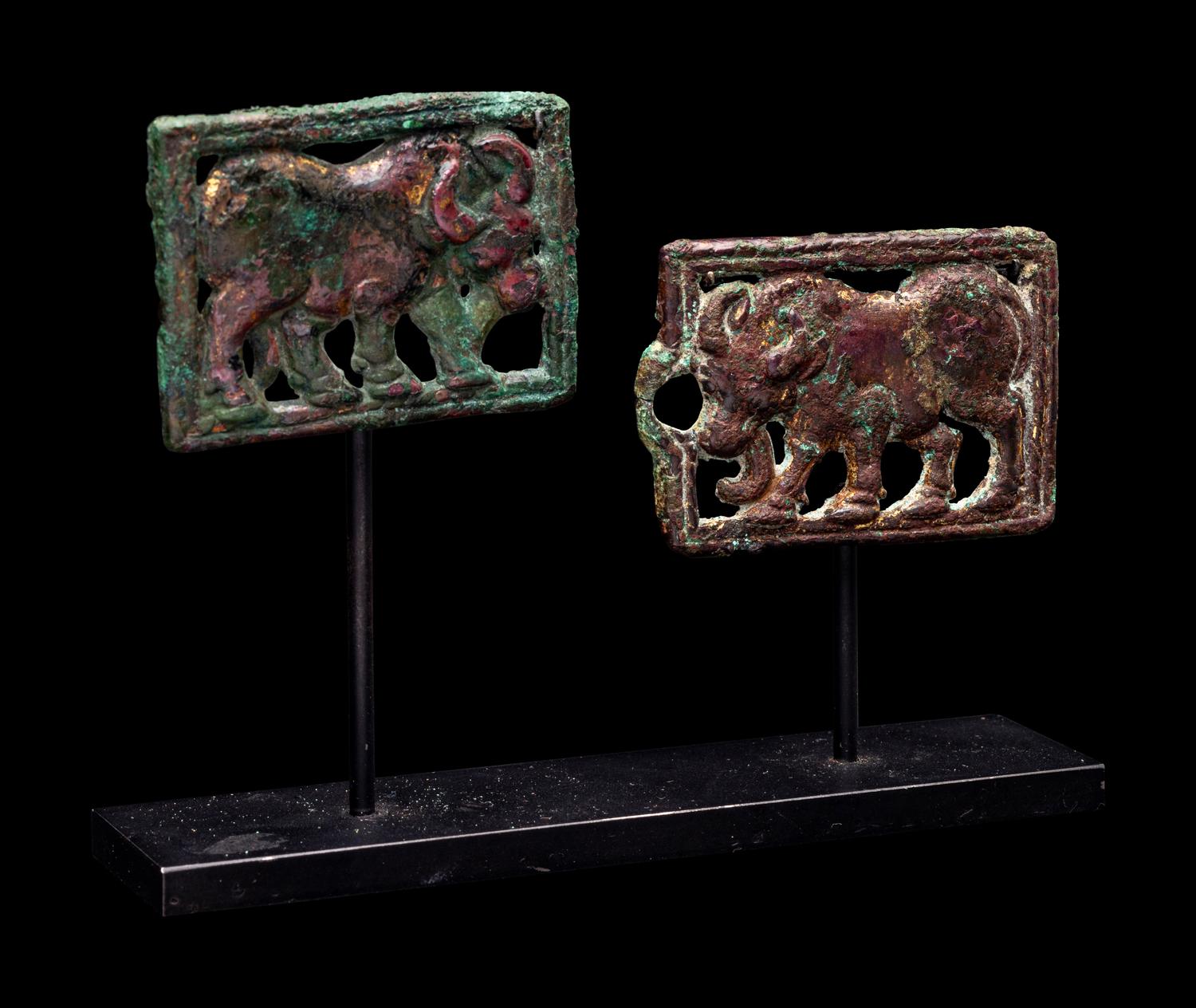A Pair of Ordos Bronze Belt Plaques