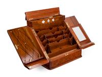 A Large English Brass Mounted Walnut Stationery and Calendar Box