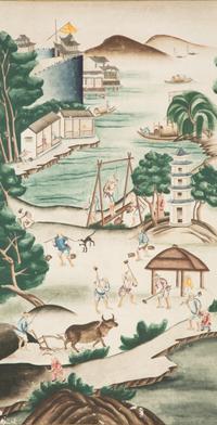 A Pair of Framed Chinese Wallpaper Panels