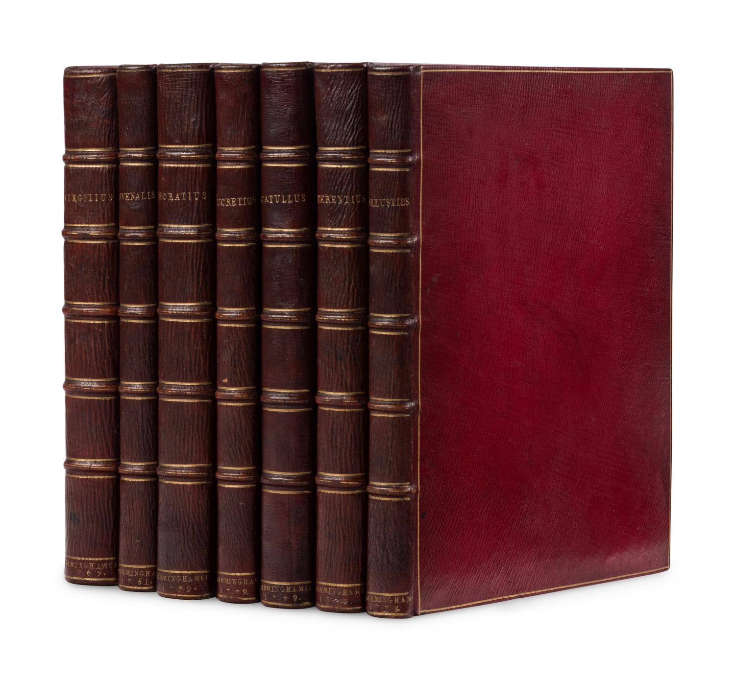 [BASKERVILLE PRESS]. A complete bound set of classical texts uniformly bound in fine 18th-century morocco, all published in Birmingham by Baskerville, comprising:
