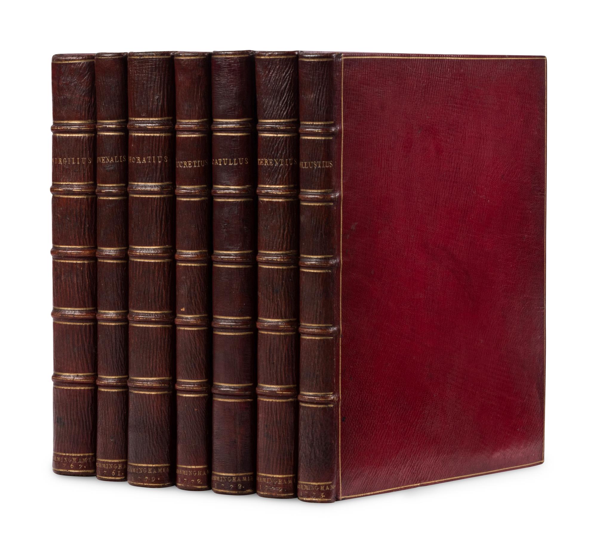 [BASKERVILLE PRESS]. A complete bound set of classical texts uniformly bound in fine 18th-century morocco, all published in Birmingham by Baskerville, comprising: