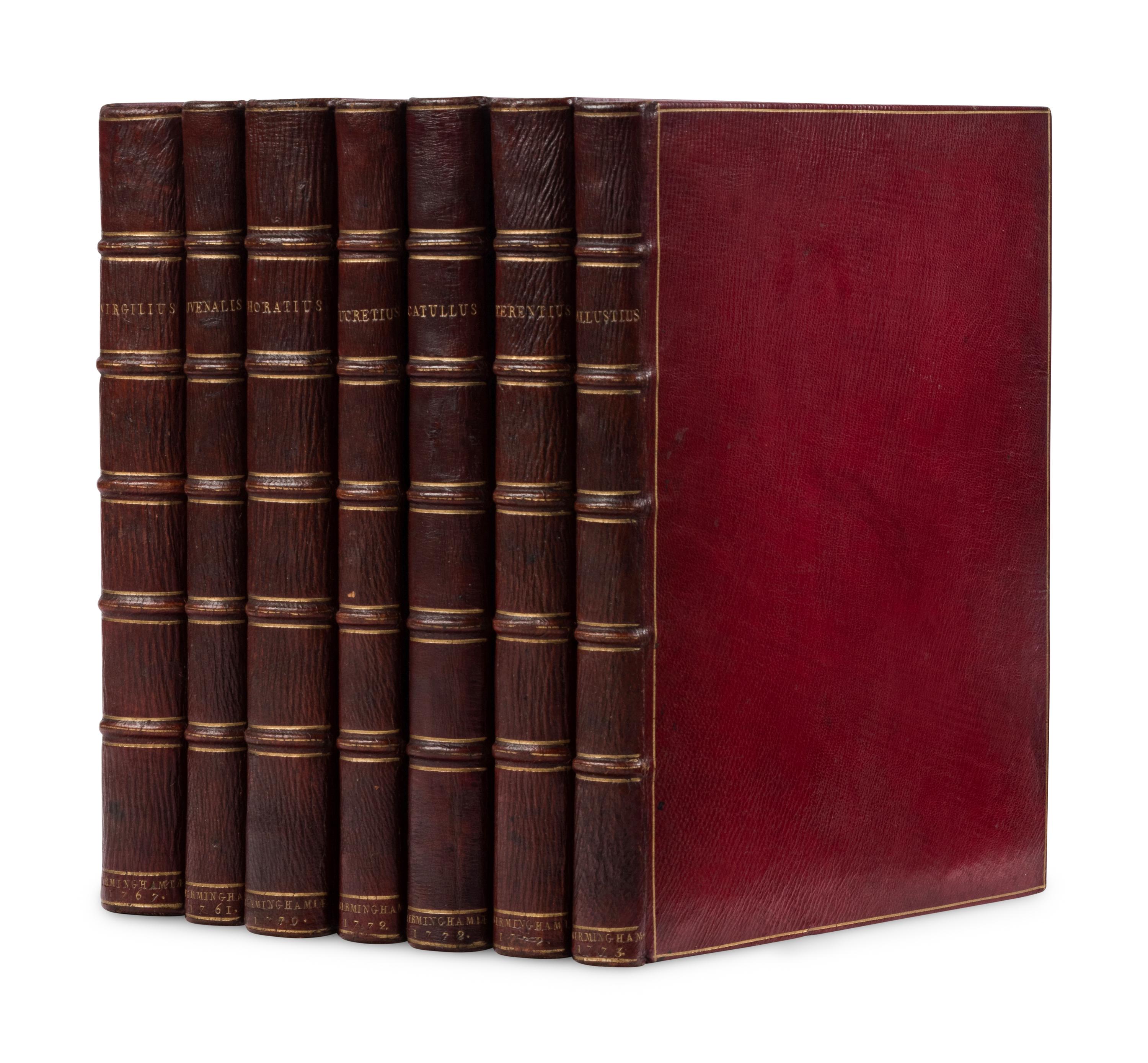 [BASKERVILLE PRESS]. A complete bound set of classical texts uniformly bound in fine 18th-century morocco, all published in Birmingham by Baskerville, comprising: