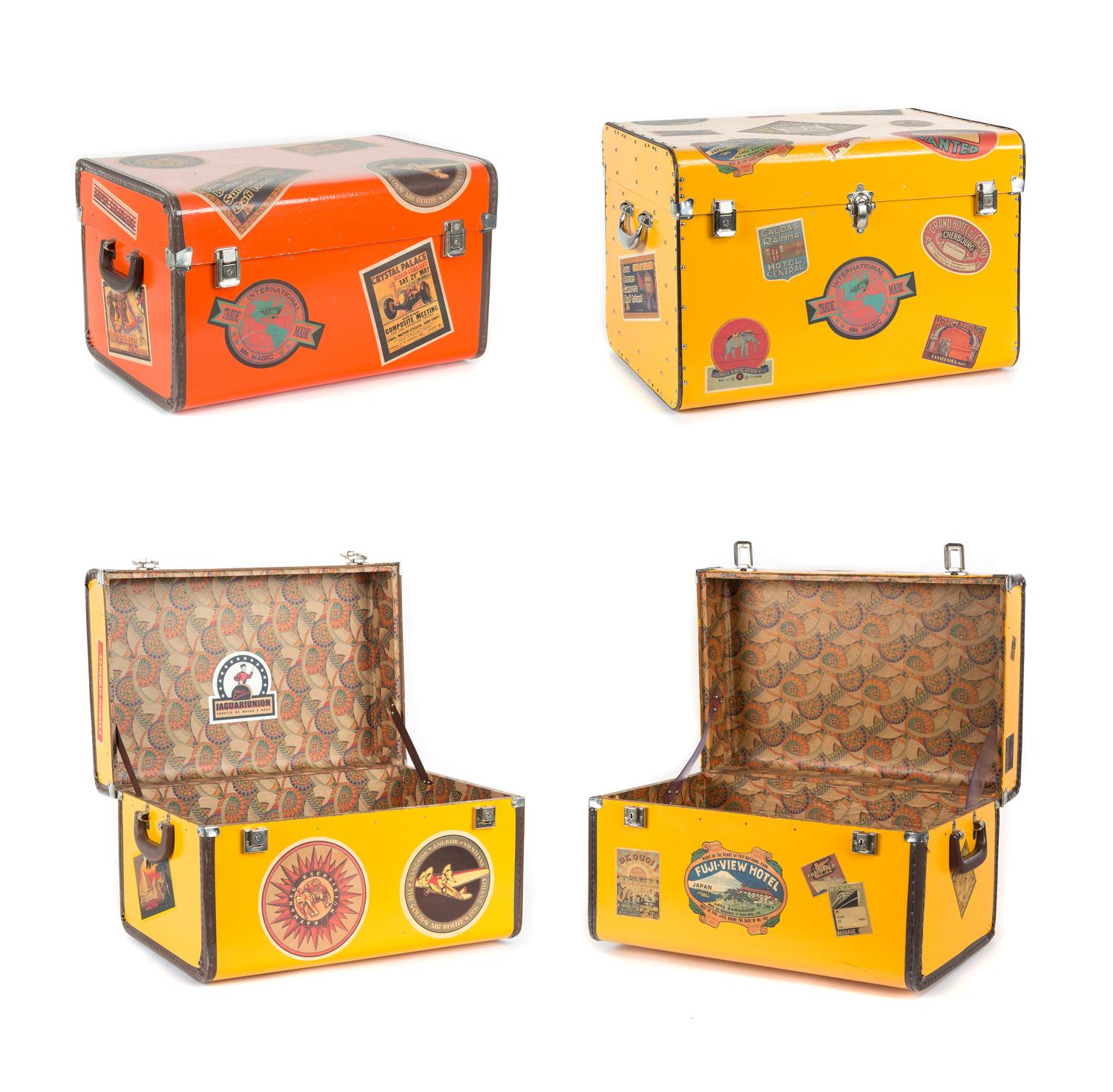 A Set of Four Painted Storage Boxes Height of largest 15 inches. — 20TH CENTURY