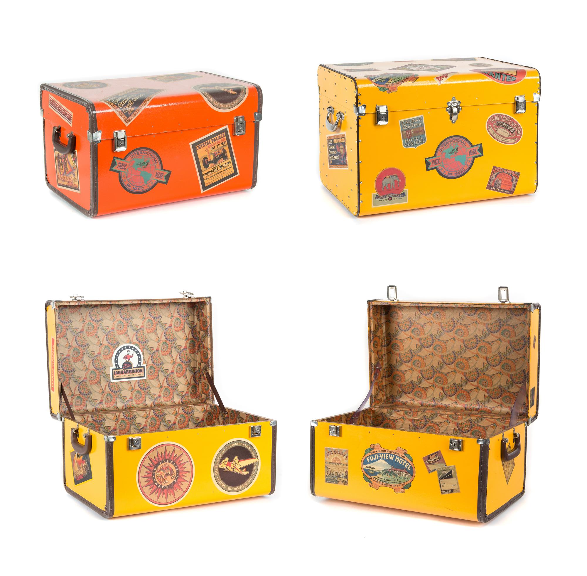 A Set of Four Painted Storage Boxes Height of largest 15 inches. — 20TH CENTURY