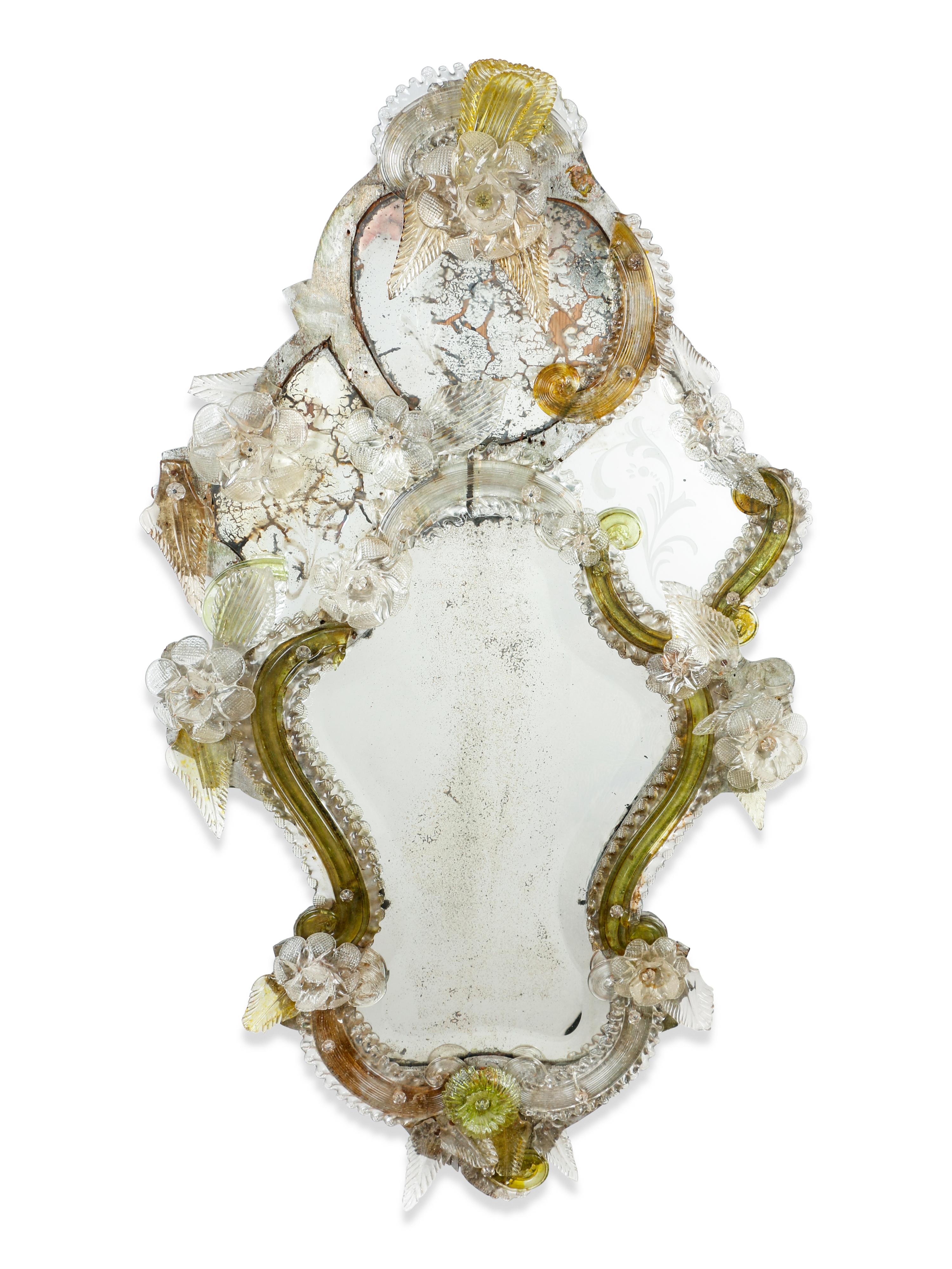 A Venetian Etched Glass Mirror