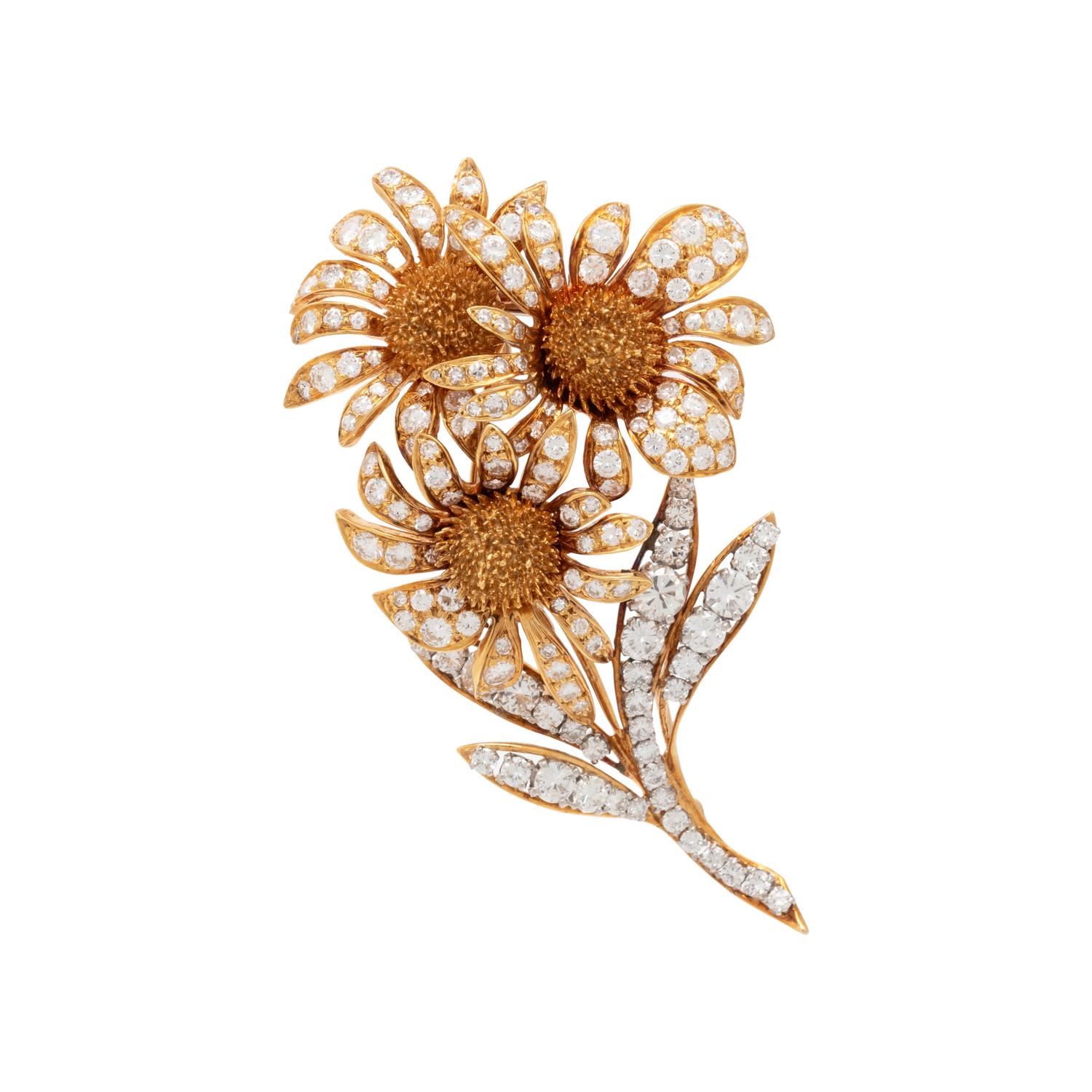 DIAMOND FLOWER BROOCH