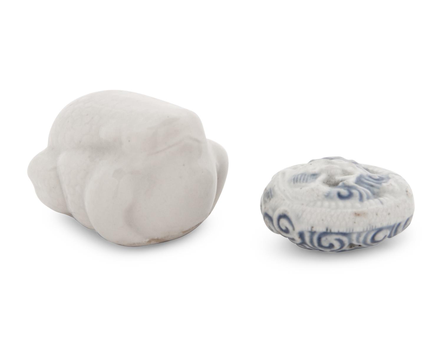 Two Japanese Porcelain Netsukes