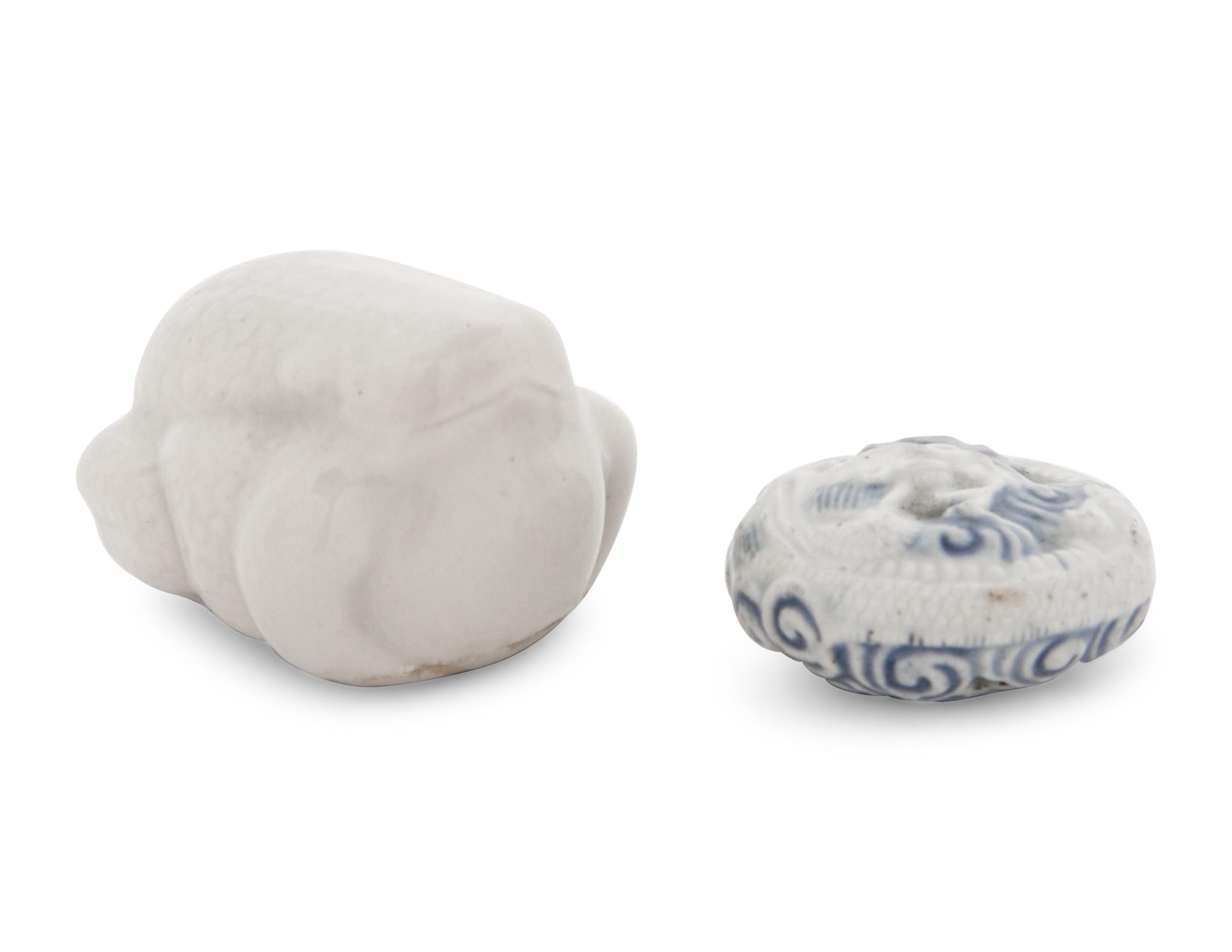 Two Japanese Porcelain Netsukes