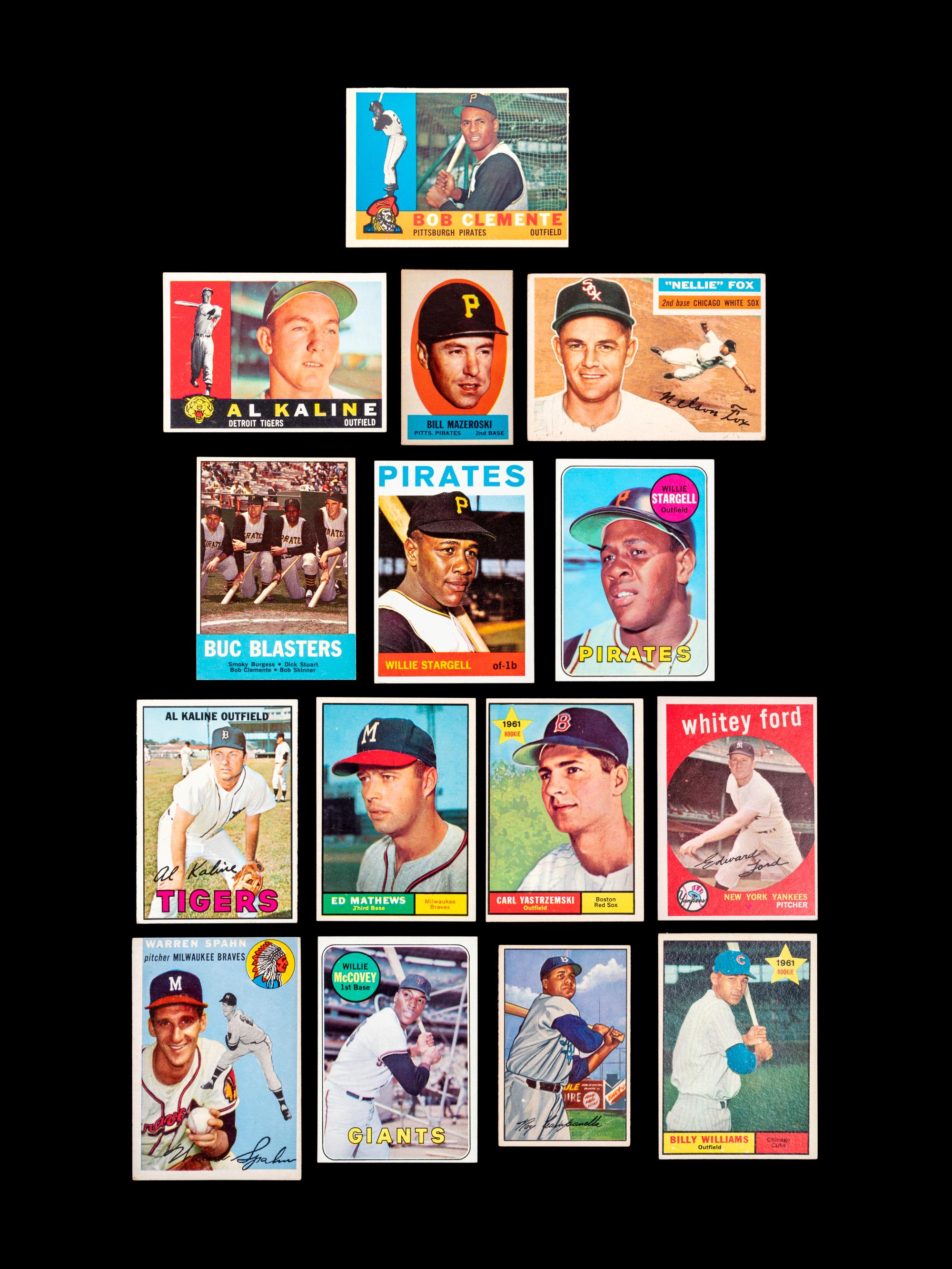A Group of 15 1950s and 1960s Topps Hall of Fame and Rookie Baseball Cards,