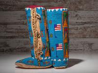 Beaded Dress and Boot Moccasins, with American Flags