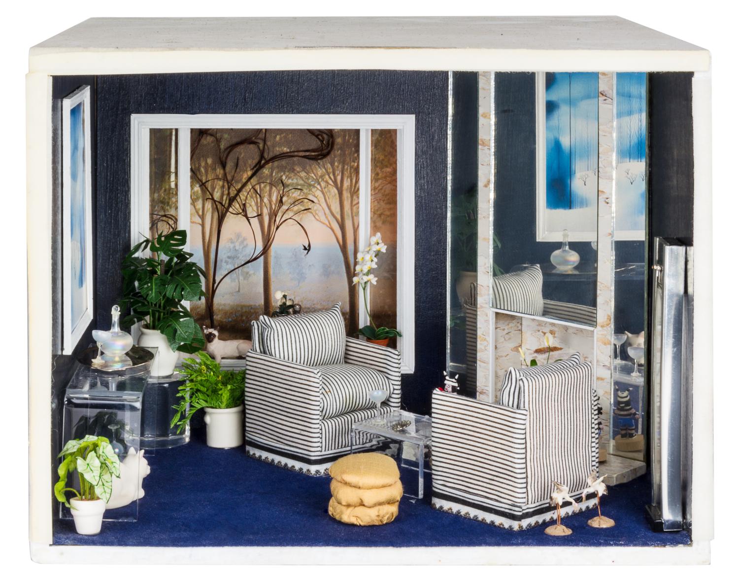 An American Room Box Height 9 3/4 x width 12 3/4 x depth 11 1/2 inches. — Decorated by Marilyn O'Meara