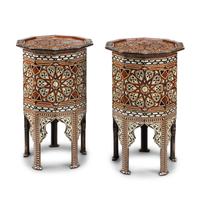 A Pair of Moorish Style Marquetry and Mother-of-Pearl Inlaid Side Tables
