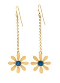 A Pair of 18 Karat Yellow Gold and Sapphire Earrings, 3.00 dwts.