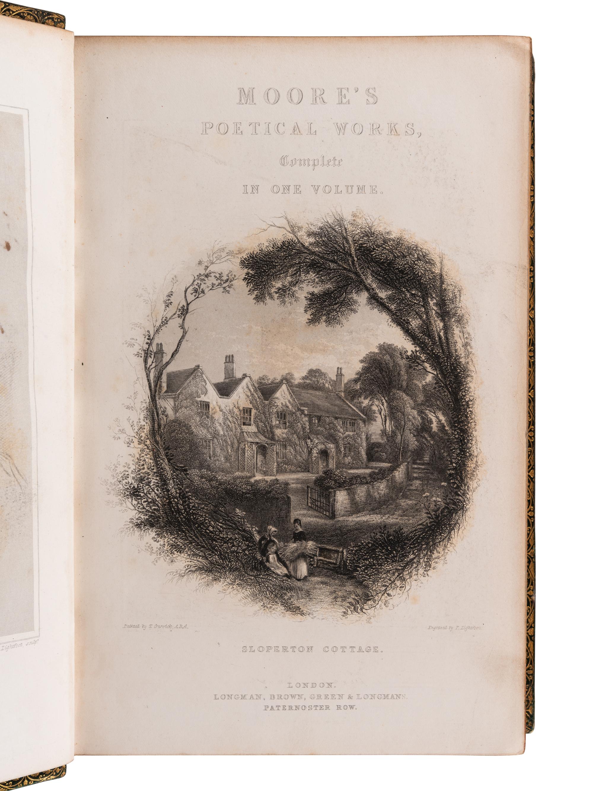 [BINDINGS -- FORE-EDGE PAINTINGS]. MOORE, Thomas (1779-1852). Poetical Works. London: Longman, Brown, Green, Longmans, & Roberts, 1857.