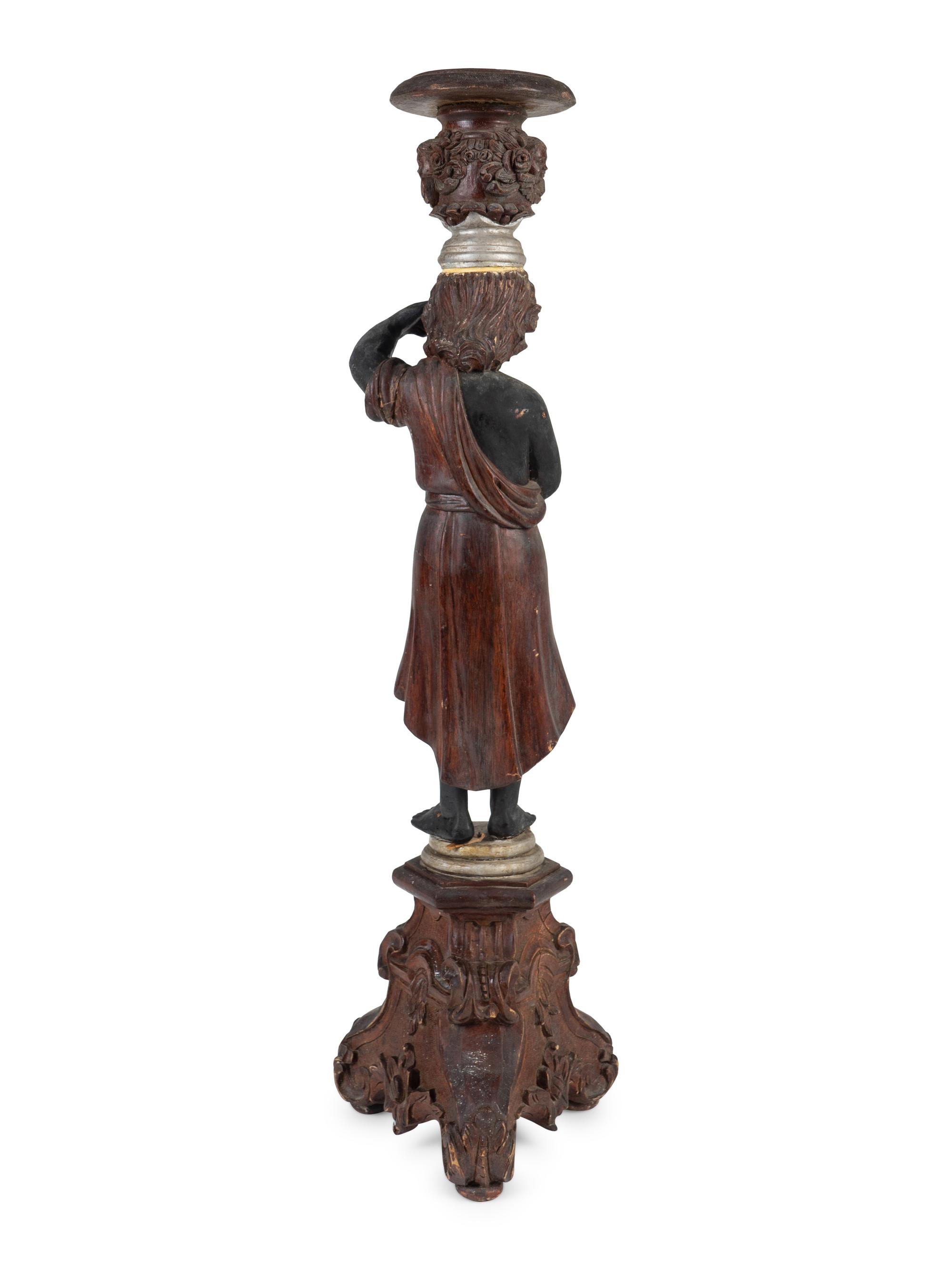 An Italian Walnut Figural Pedestal — 19TH CENTURY