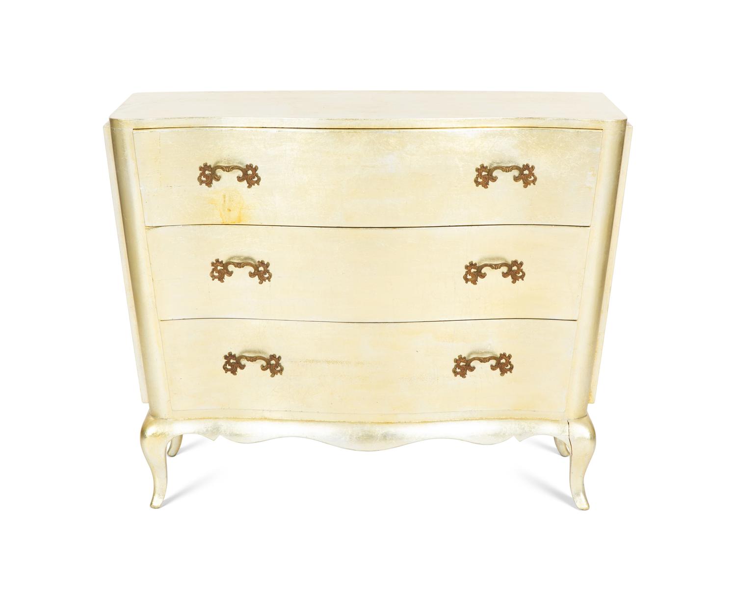 A Louis XV Style Gilt Metal-Mounted Silvered Secretaire Commode