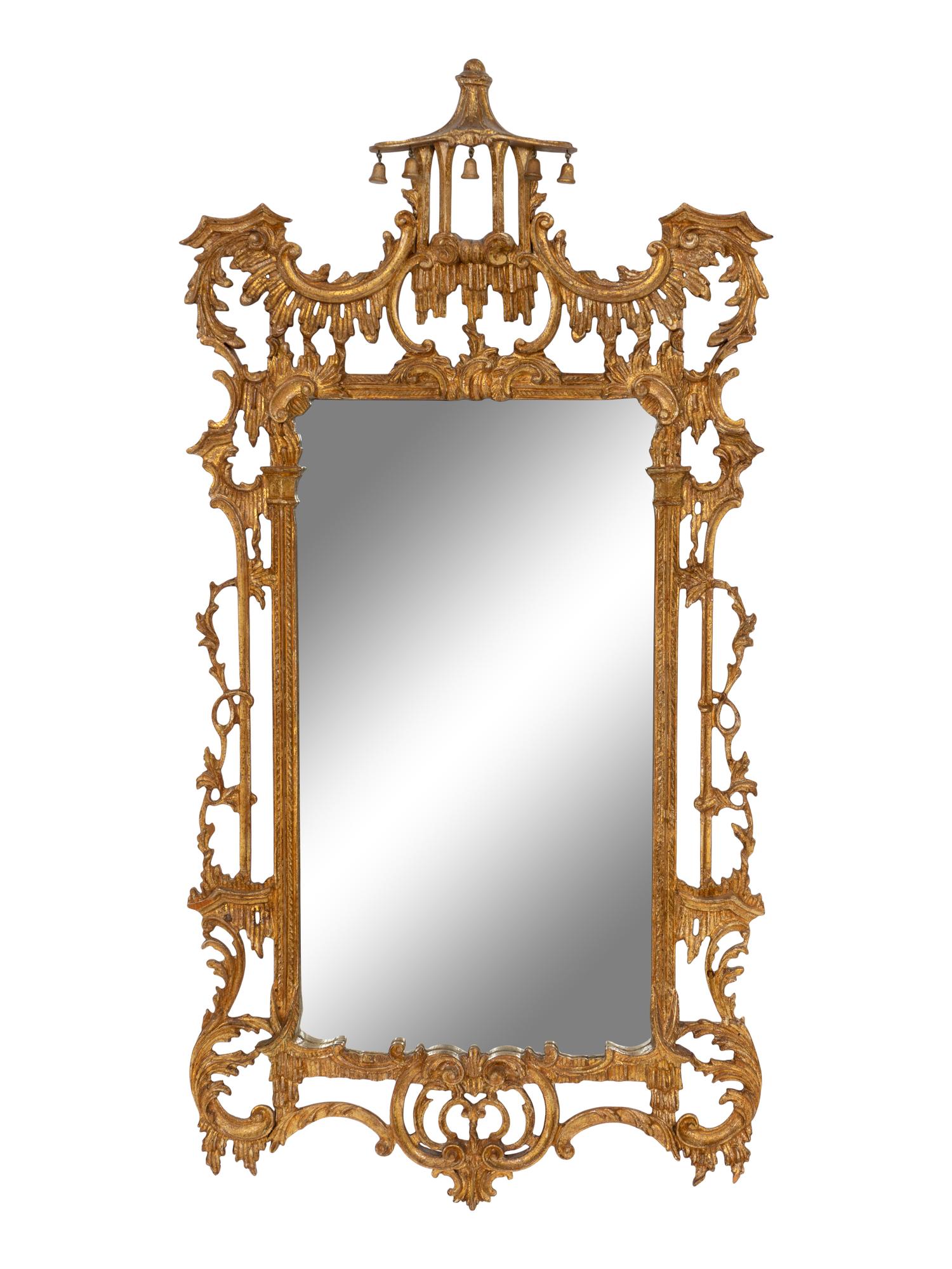 A Pair of Chinese Chippendale Style Giltwood Mirrors