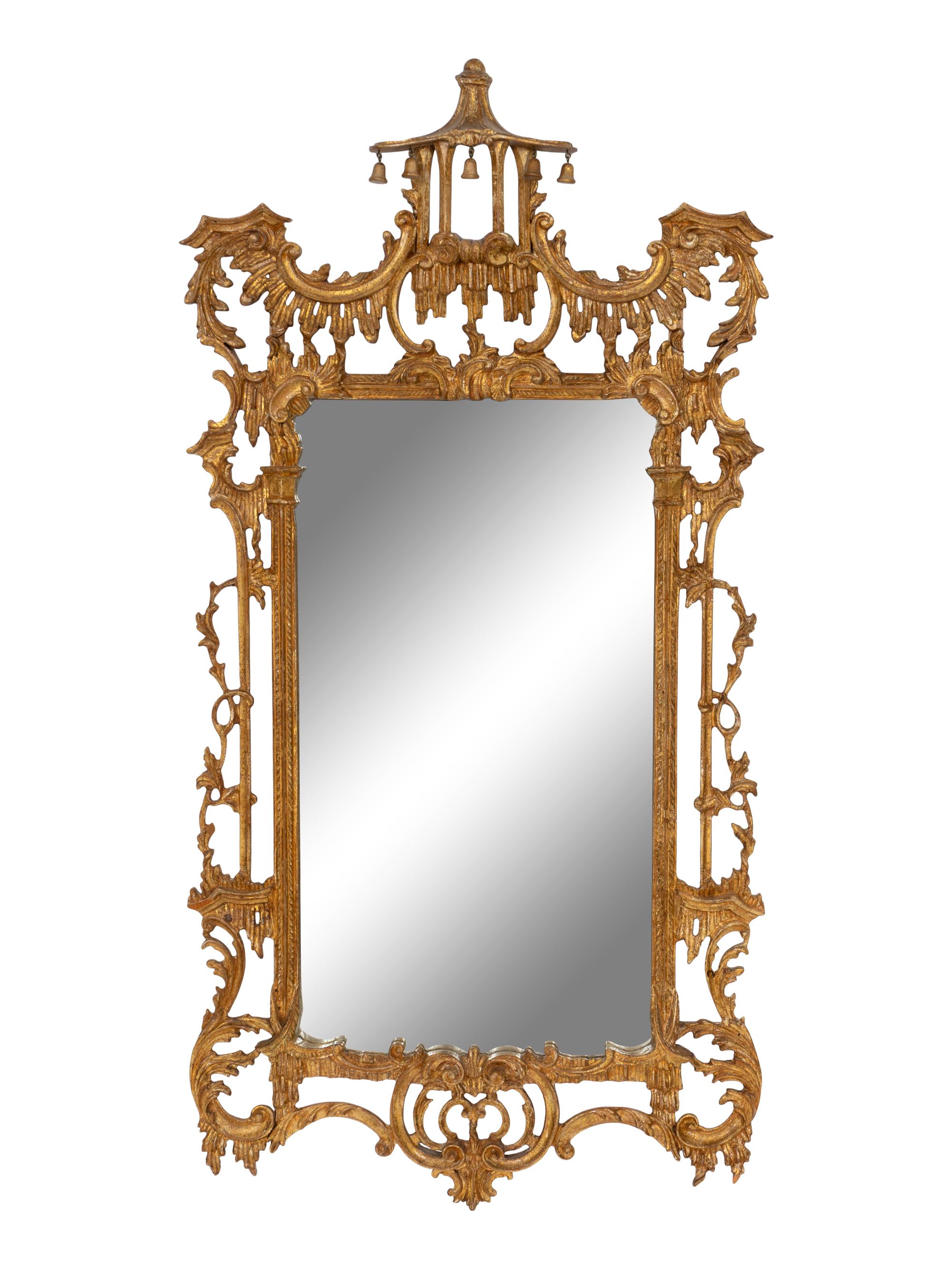 A Pair of Chinese Chippendale Style Giltwood Mirrors