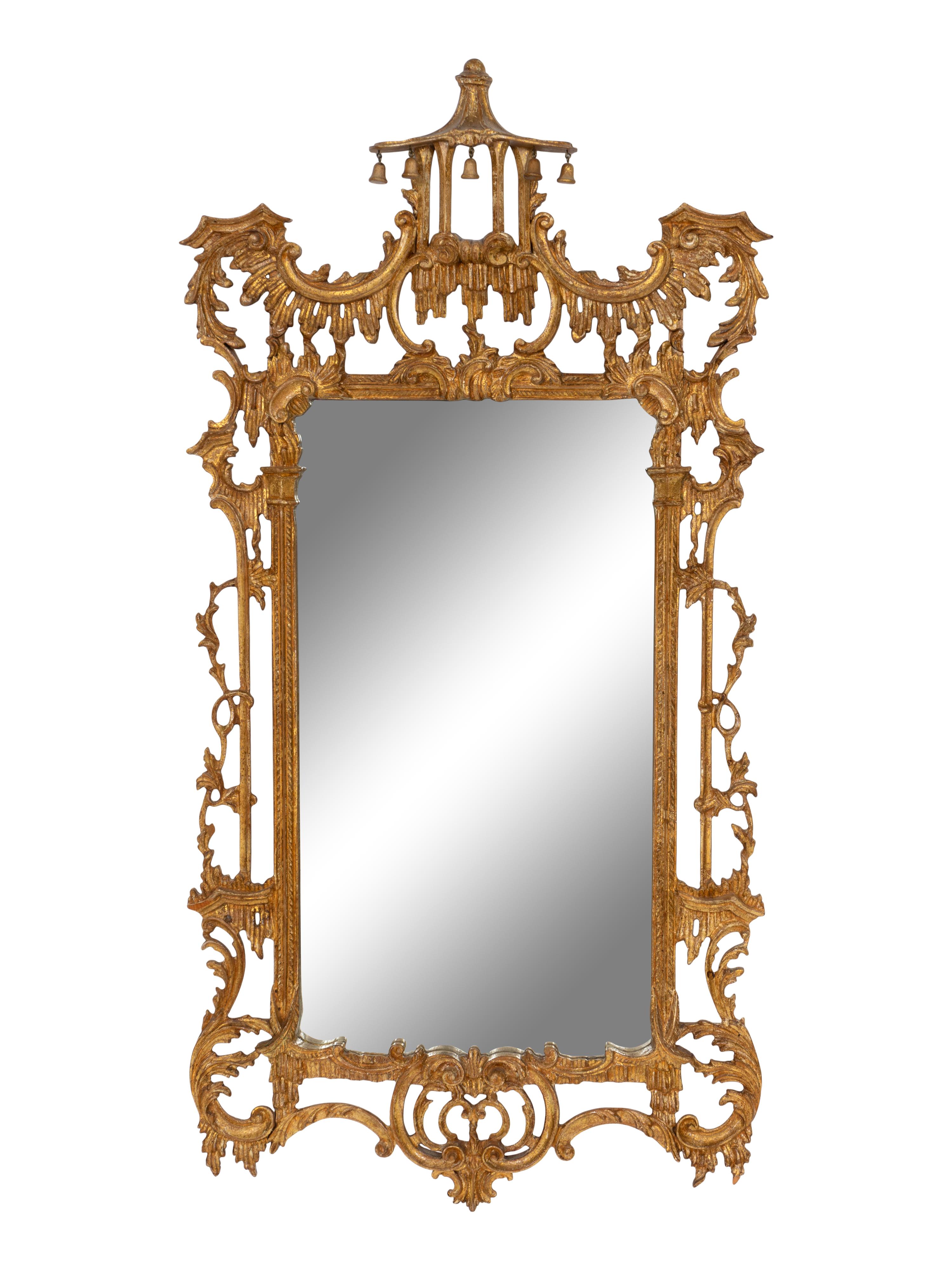 A Pair of Chinese Chippendale Style Giltwood Mirrors