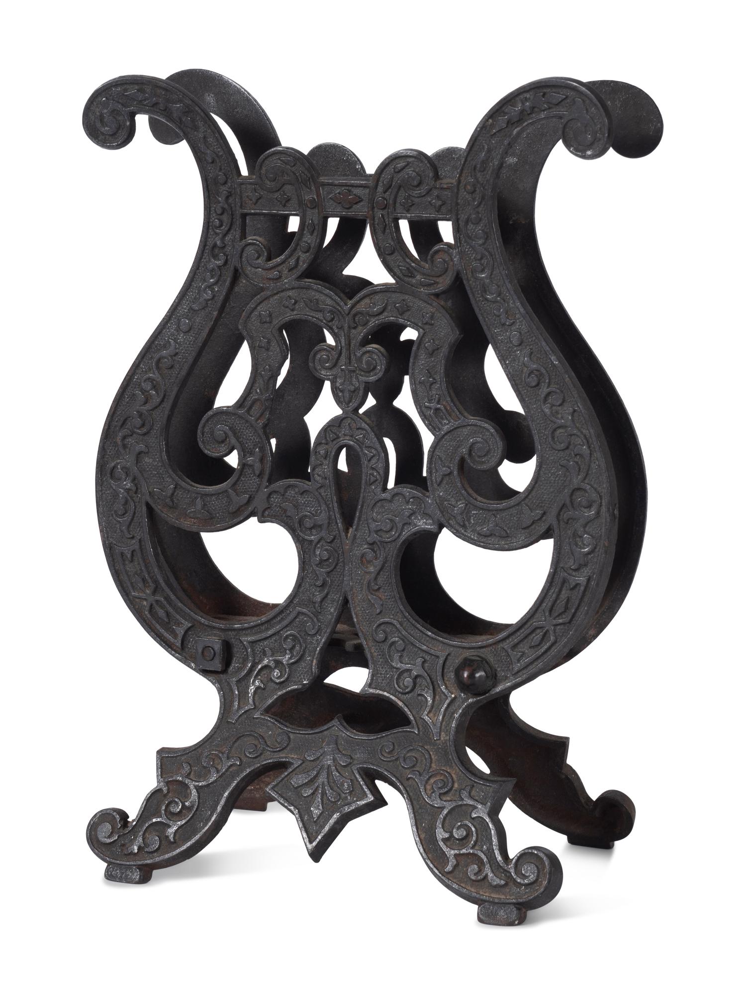 A Cast Iron Lyre Form Music Stand