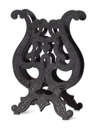 A Cast Iron Lyre Form Music Stand