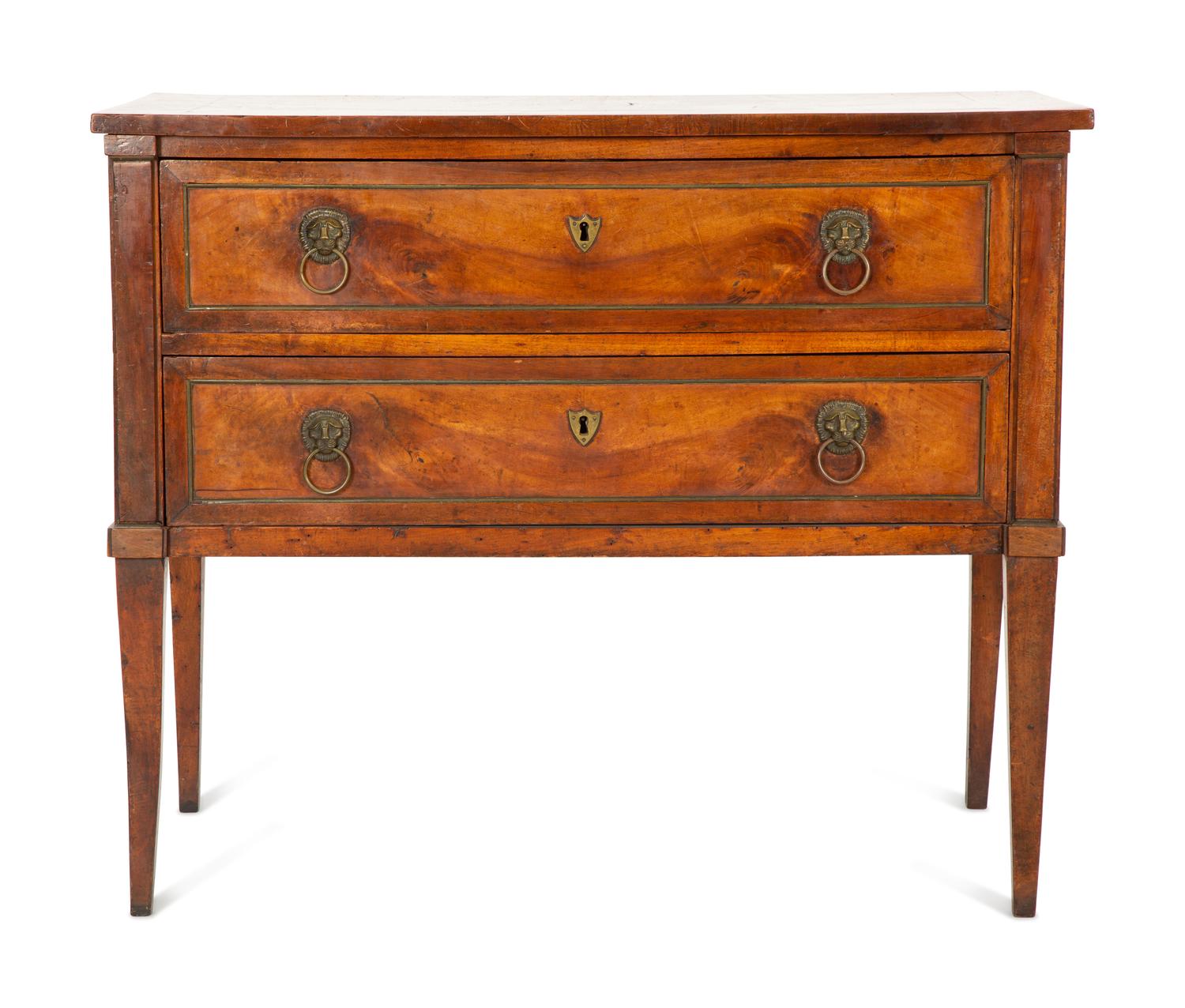 An Italian Walnut Two-Drawer Commode