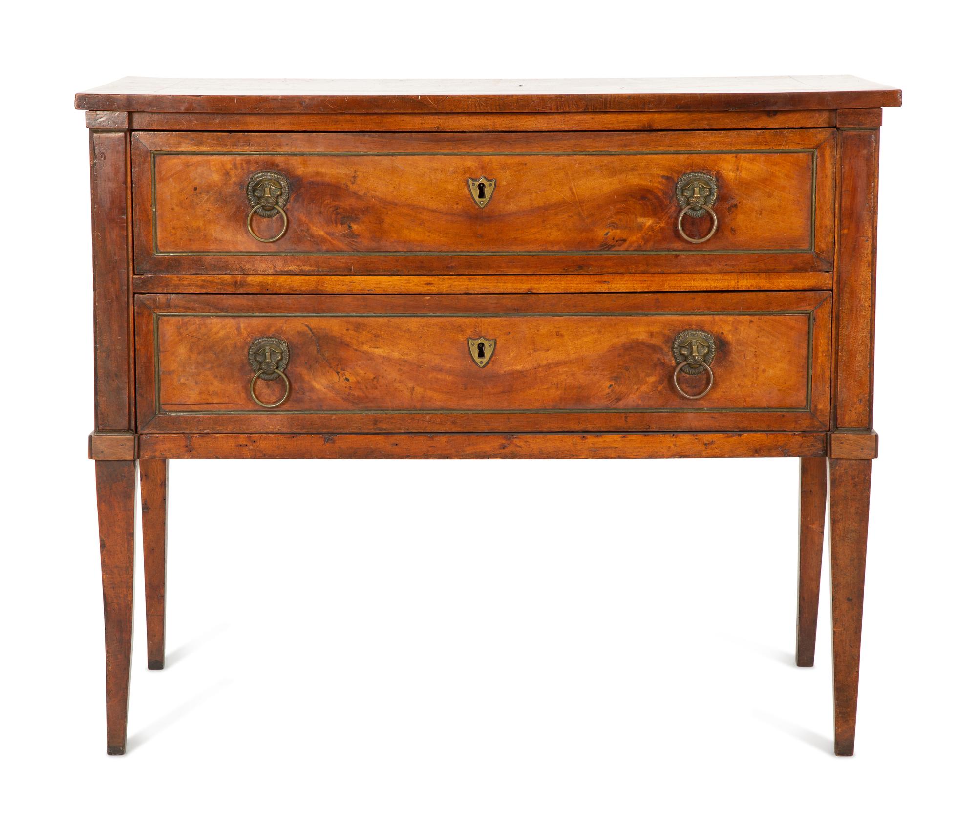 An Italian Walnut Two-Drawer Commode