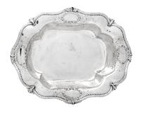 An American Silver Serving Dish, Likely Redlich & Co., New York, NY, the rim worked to show bundled reed and foliate motifs, the border
