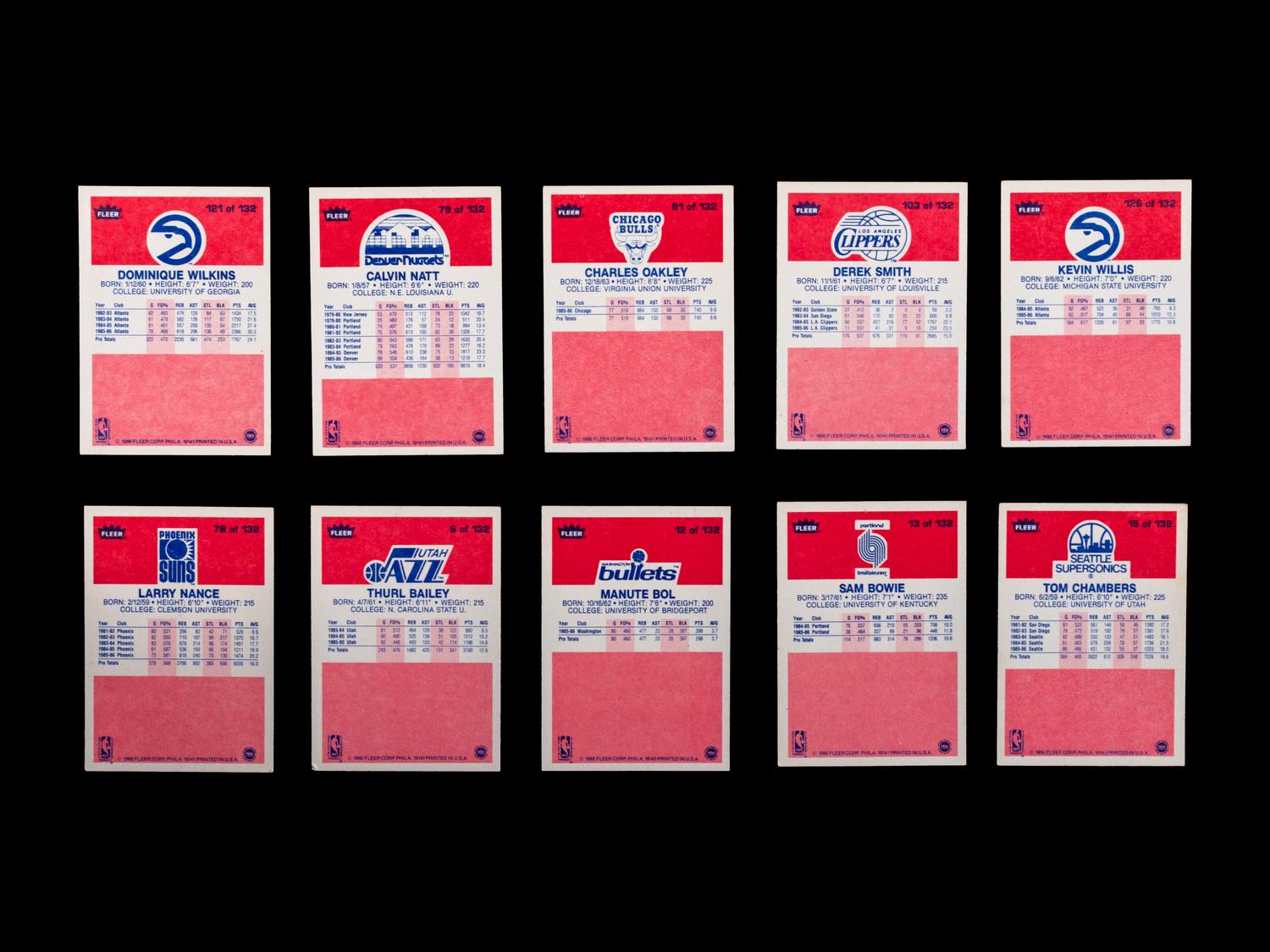 A Group of 49 1986 Fleer Basketball Cards, Including Multiple Rookies, Hall of Famers and Stars,