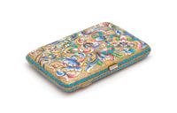 A Russian Silver-Gilt and Enameled Cigarette Case, Maker's Mark Obscured, Late 19th/Early 20th Century, the case with polychrome floral