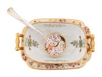 An English Porcelain Parcel-Gilt Sauce Tureen and Tray