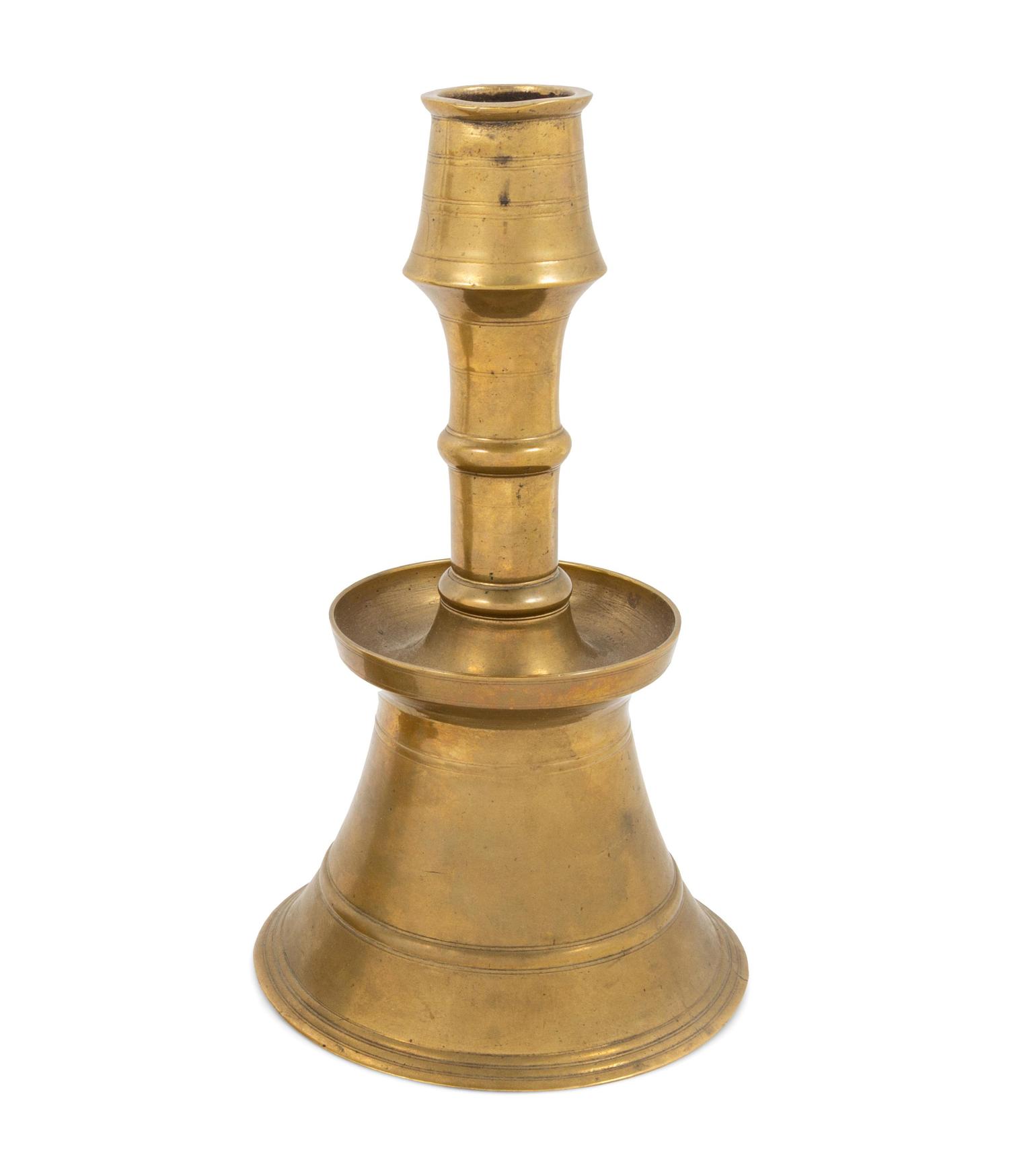 An Ottoman Cast Brass Turned Candlesticks