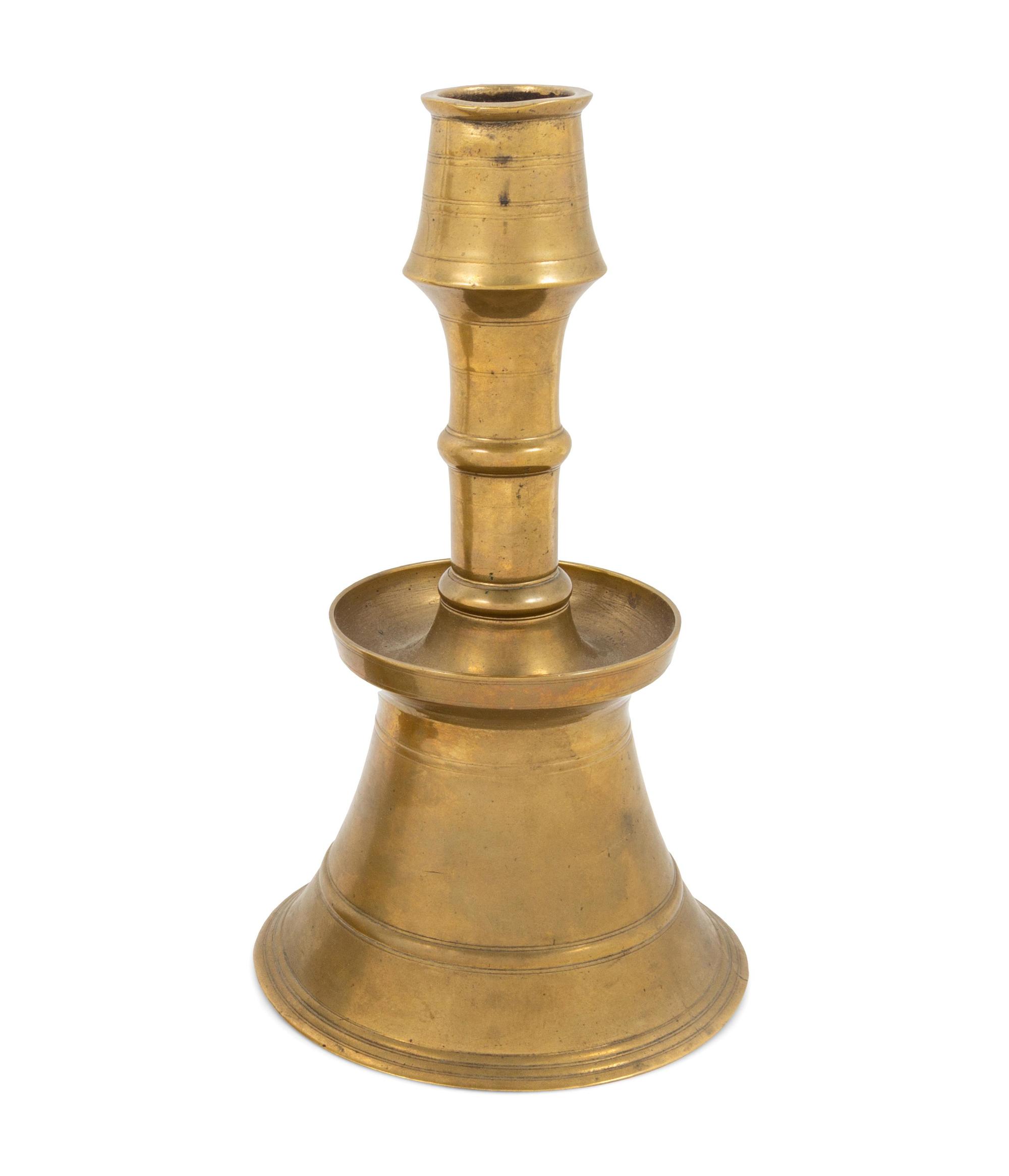 An Ottoman Cast Brass Turned Candlesticks