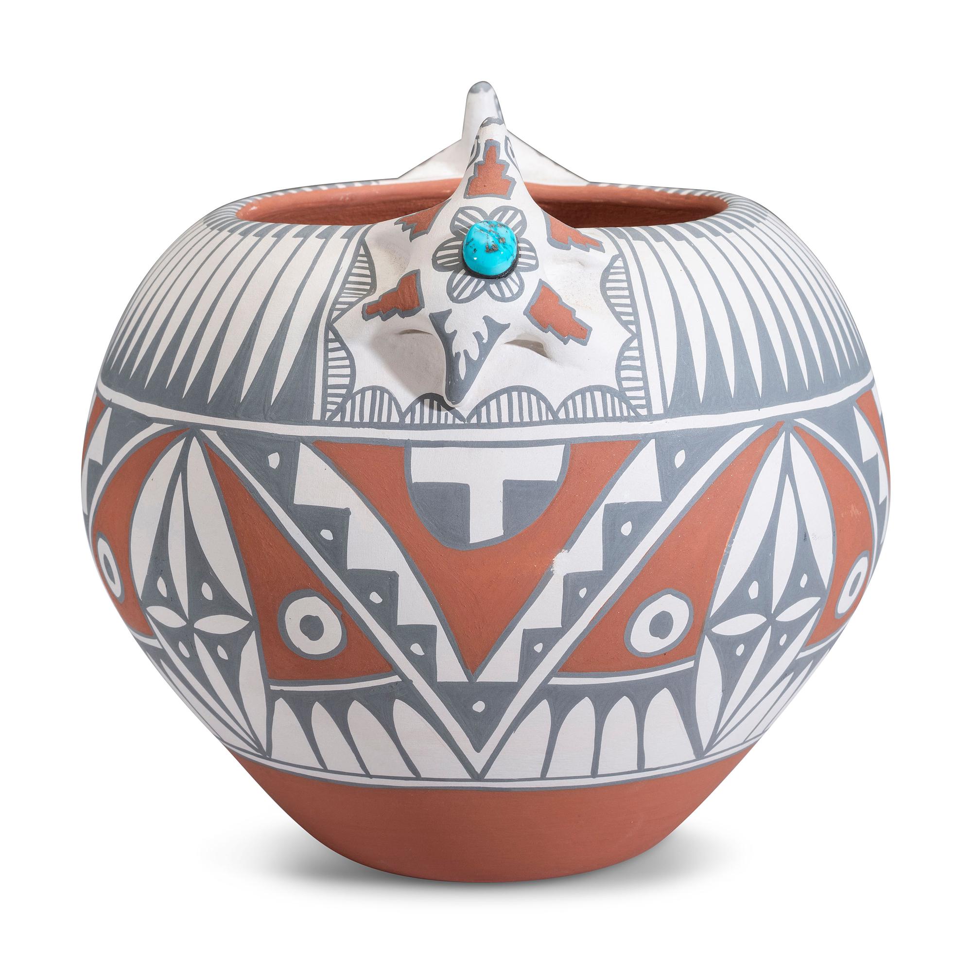 Pottery Jar, with Turtles and Turquoise
