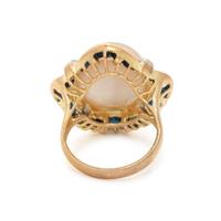 CULTURED MABE PEARL, SAPPHIRE AND DIAMOND SET
