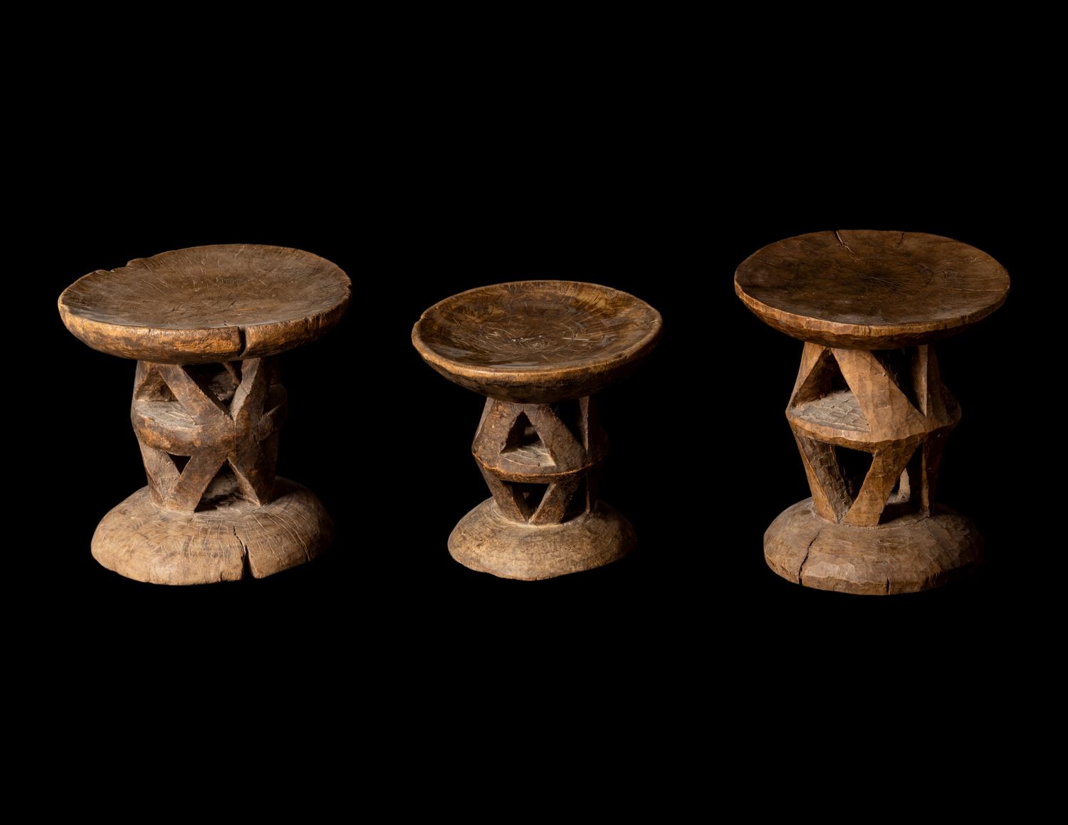 Three Tonga Wood Stools