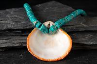 Rolled Turquoise and Spiny Oyster Necklace