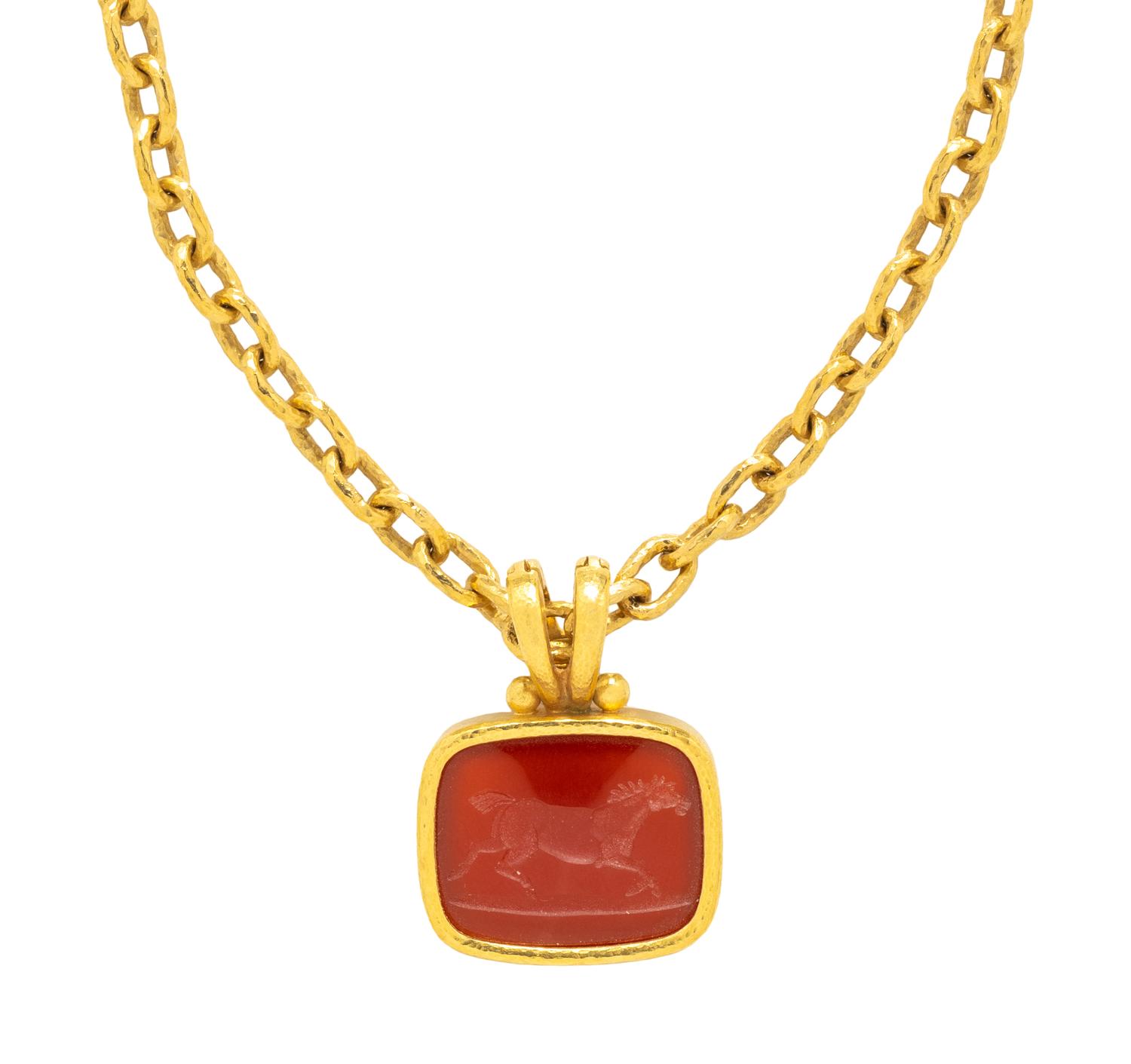 ELIZABETH LOCKE, YELLOW GOLD NECKLACE AND PENDANTS
