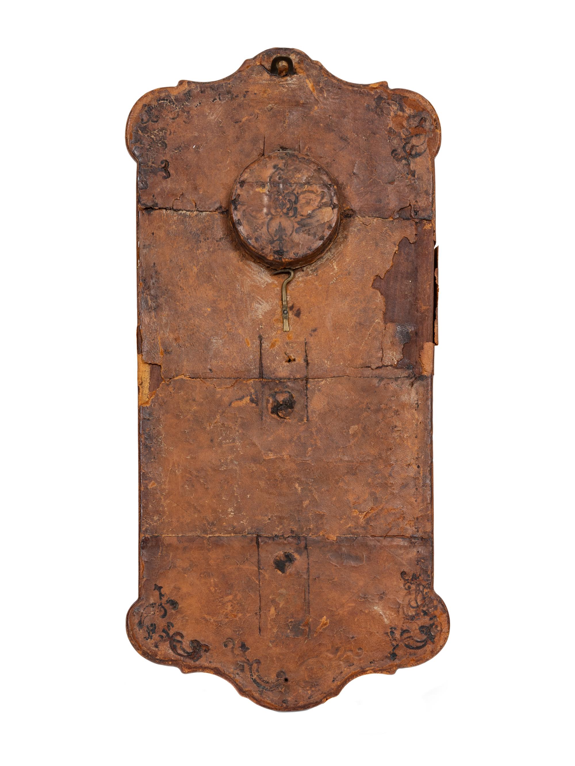 A French Gilt Metal and Leather Barometer and Thermometer