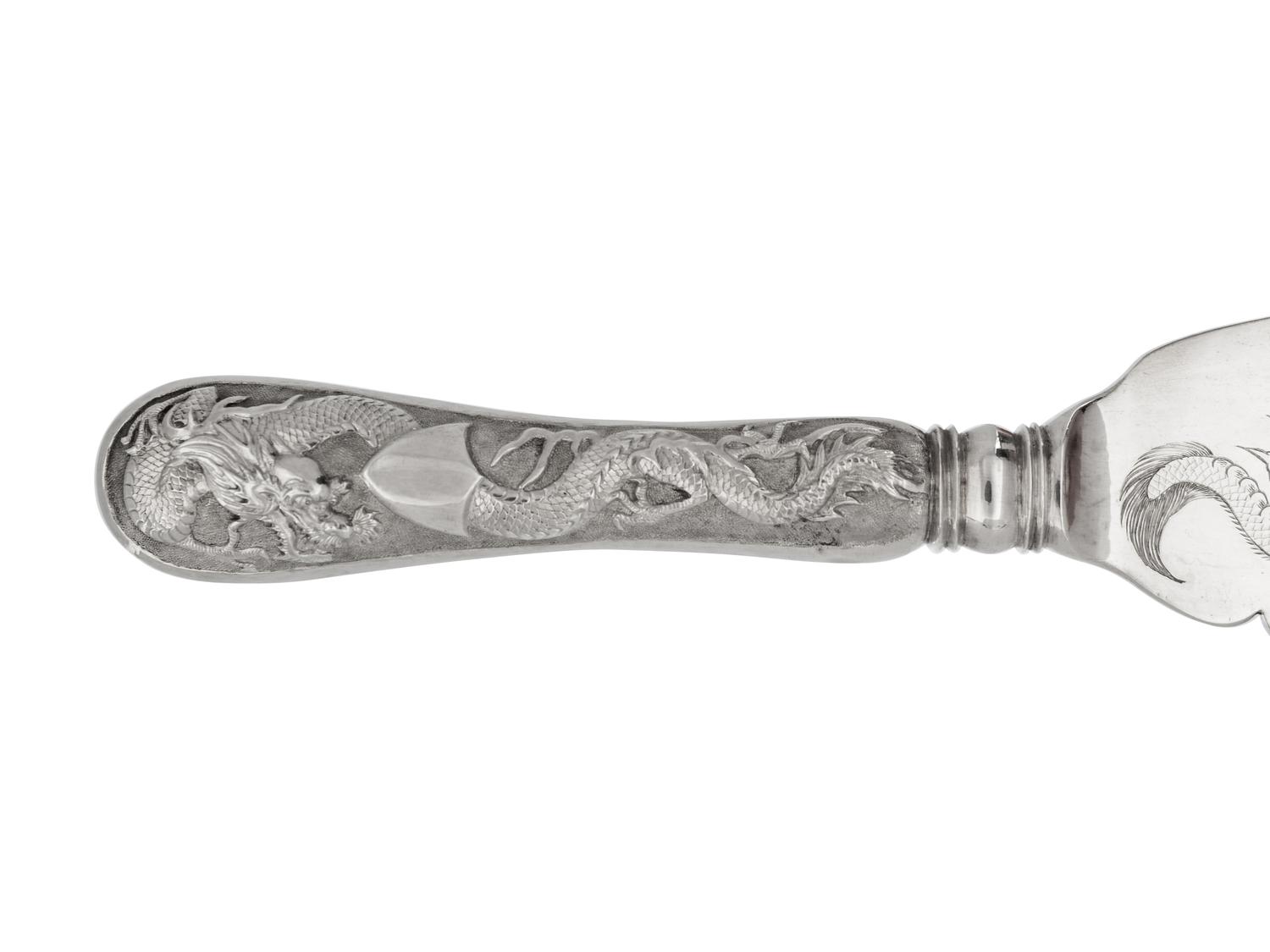 A Set of Chinese Export Silver Fish Fork and Knife