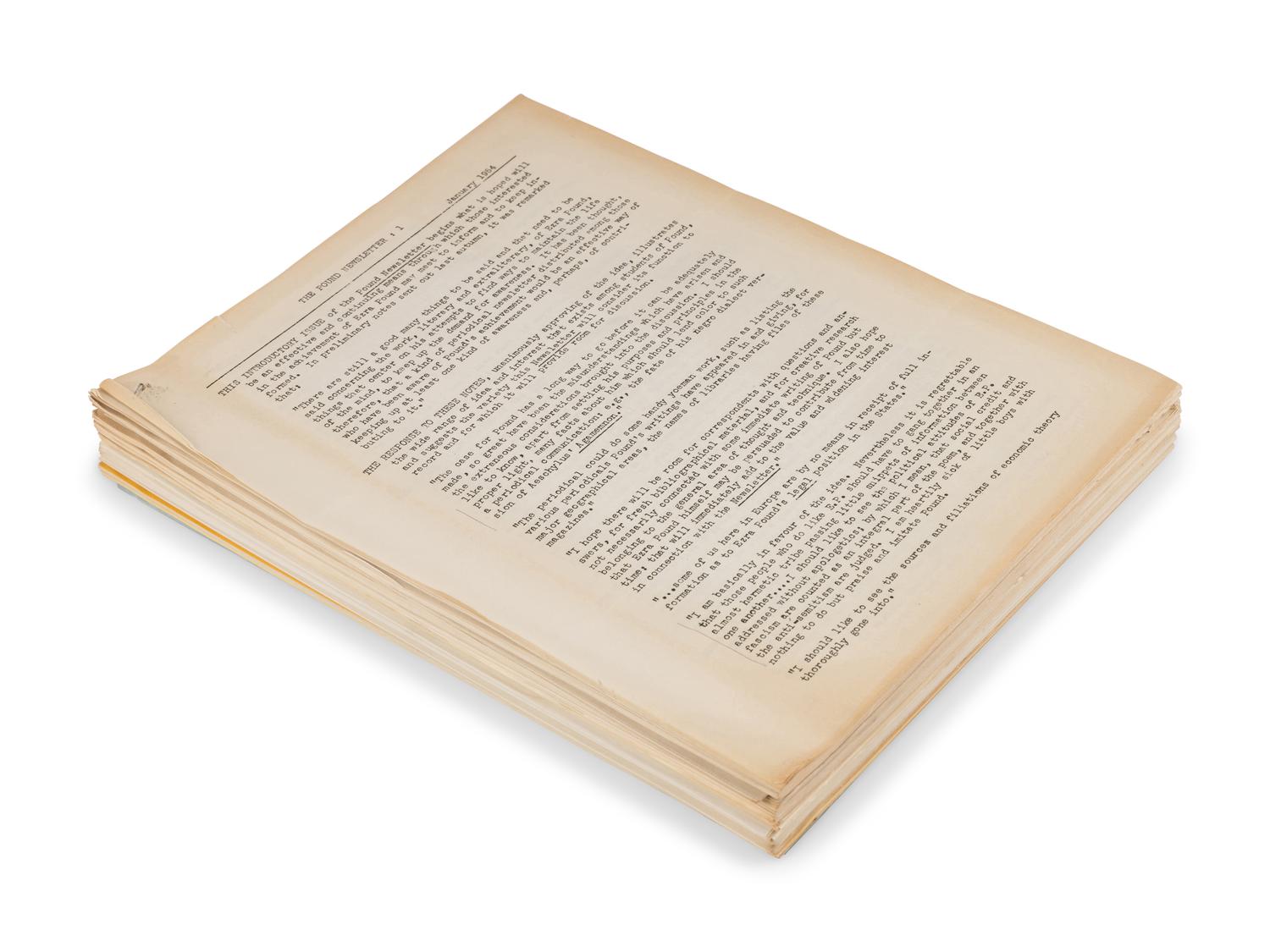 [POUND, Ezra (1885-1972)]. The Pound Newsletter . Issues 1-10. John EDWARDS, editor. Berkeley, CA: Department of English, University of California Berkeley, 1954-1956.