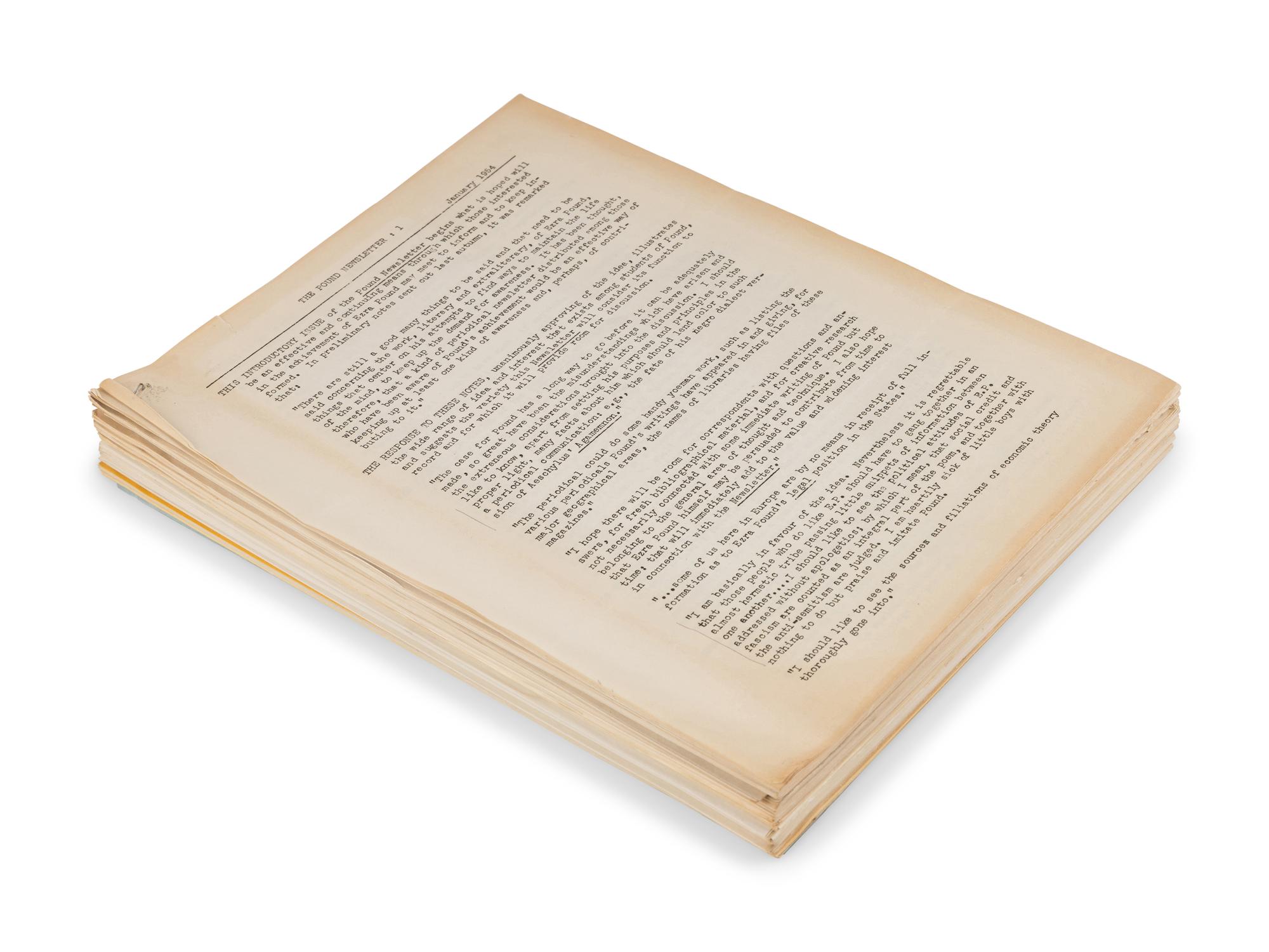 [POUND, Ezra (1885-1972)]. The Pound Newsletter . Issues 1-10. John EDWARDS, editor. Berkeley, CA: Department of English, University of California Berkeley, 1954-1956.
