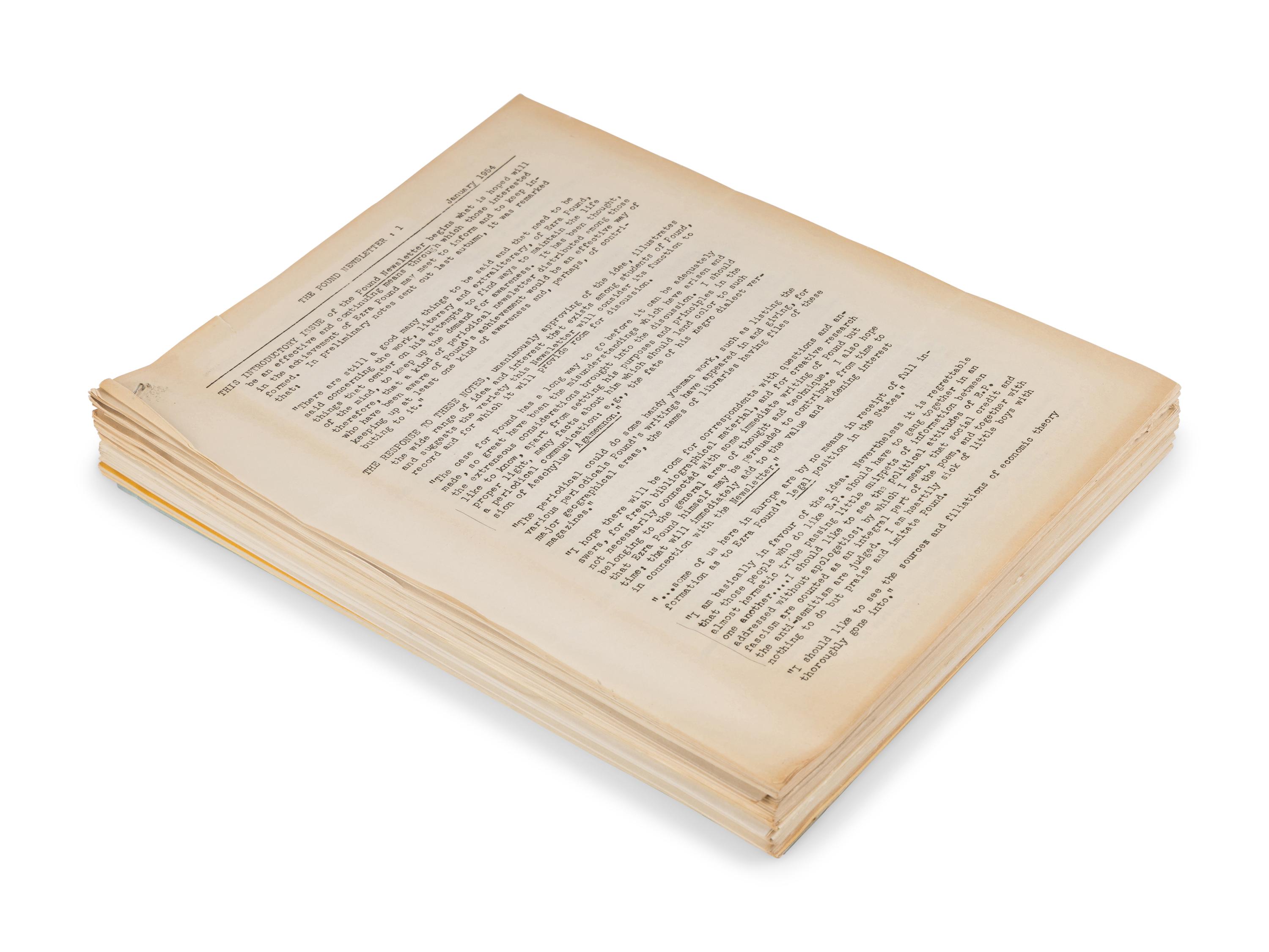 [POUND, Ezra (1885-1972)]. The Pound Newsletter . Issues 1-10. John EDWARDS, editor. Berkeley, CA: Department of English, University of California Berkeley, 1954-1956.